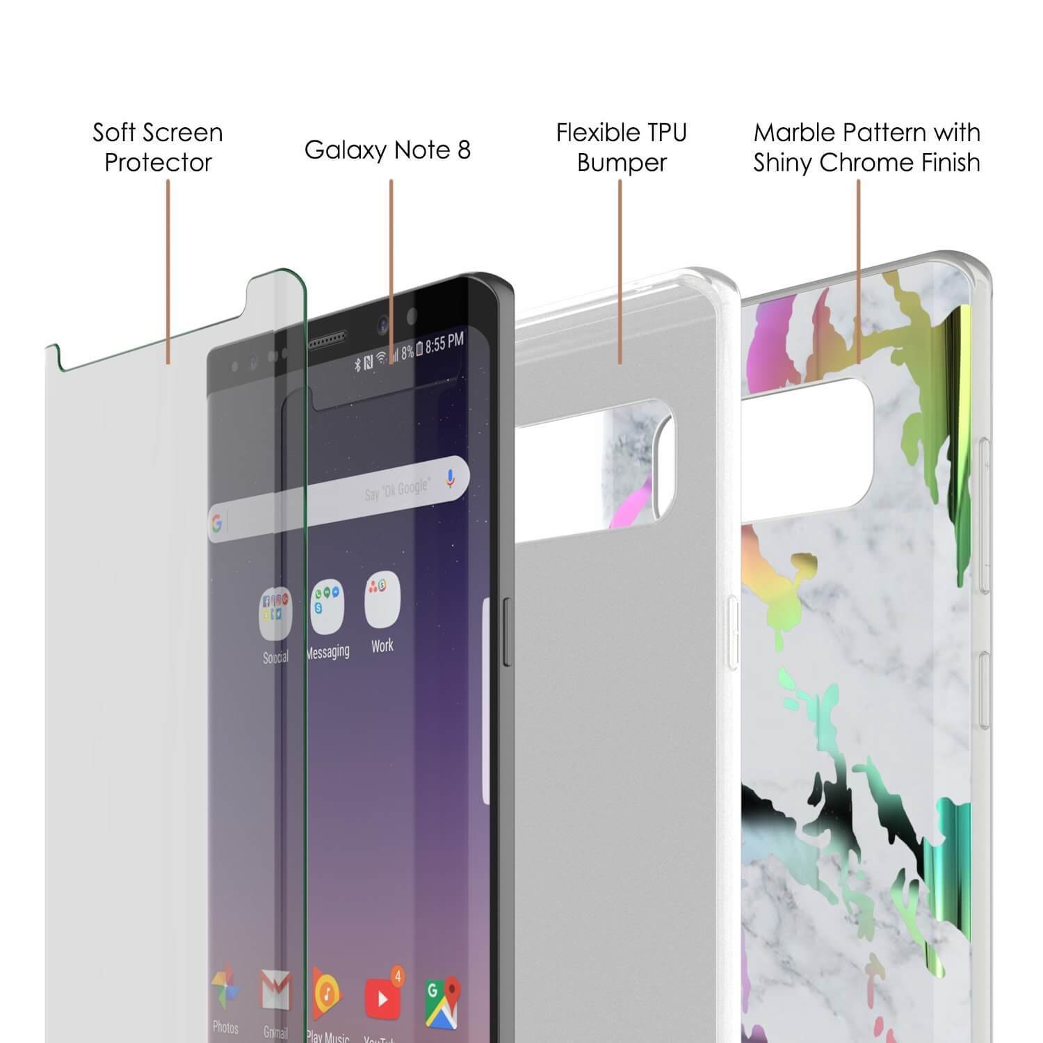 Galaxy Note 8 Marble Case, Protective Full Body Cover [BLANCO MARMO]