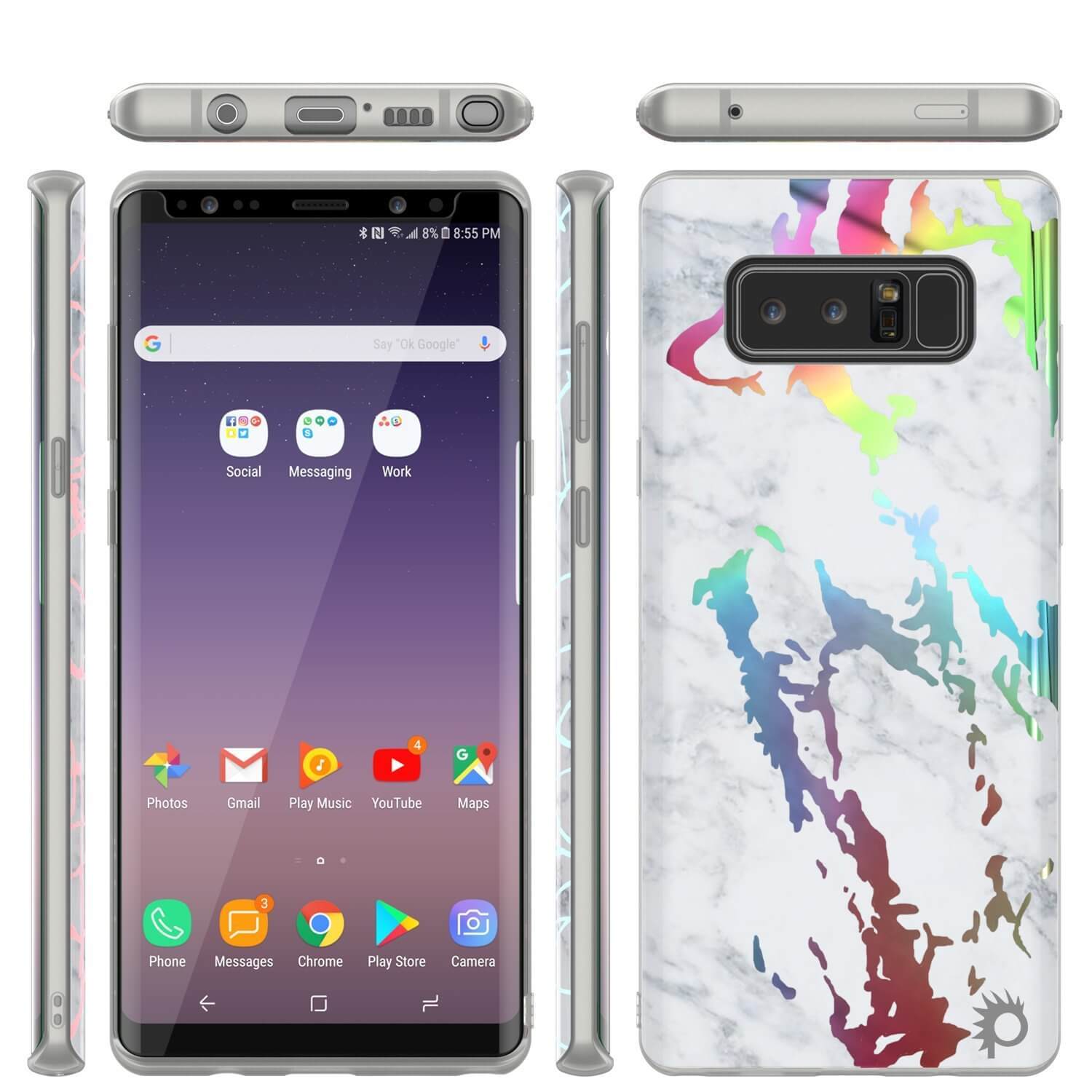 Galaxy Note 8 Marble Case, Protective Full Body Cover [BLANCO MARMO]