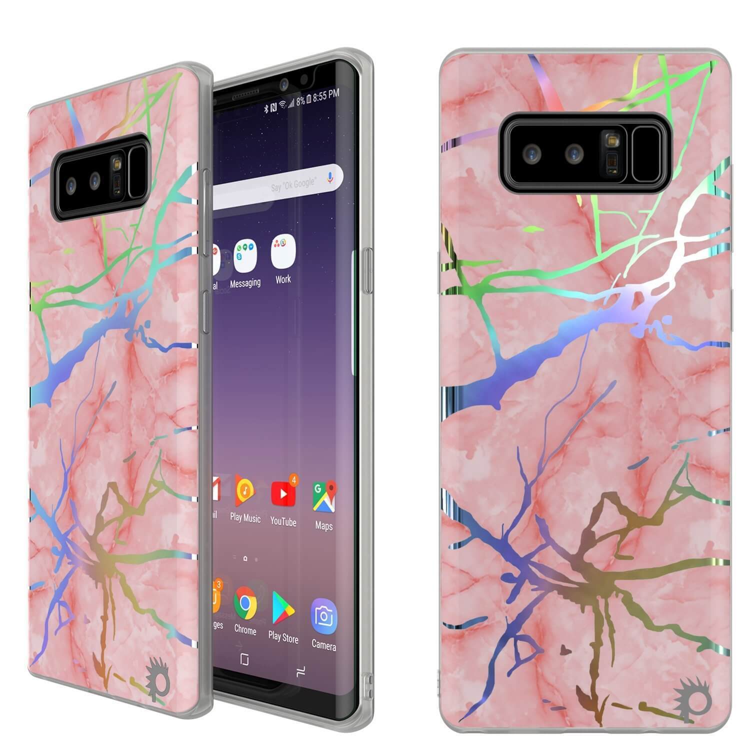 Galaxy Note 8 Marble Case, Protective Full Body Cover [ROSE MIRAGE]