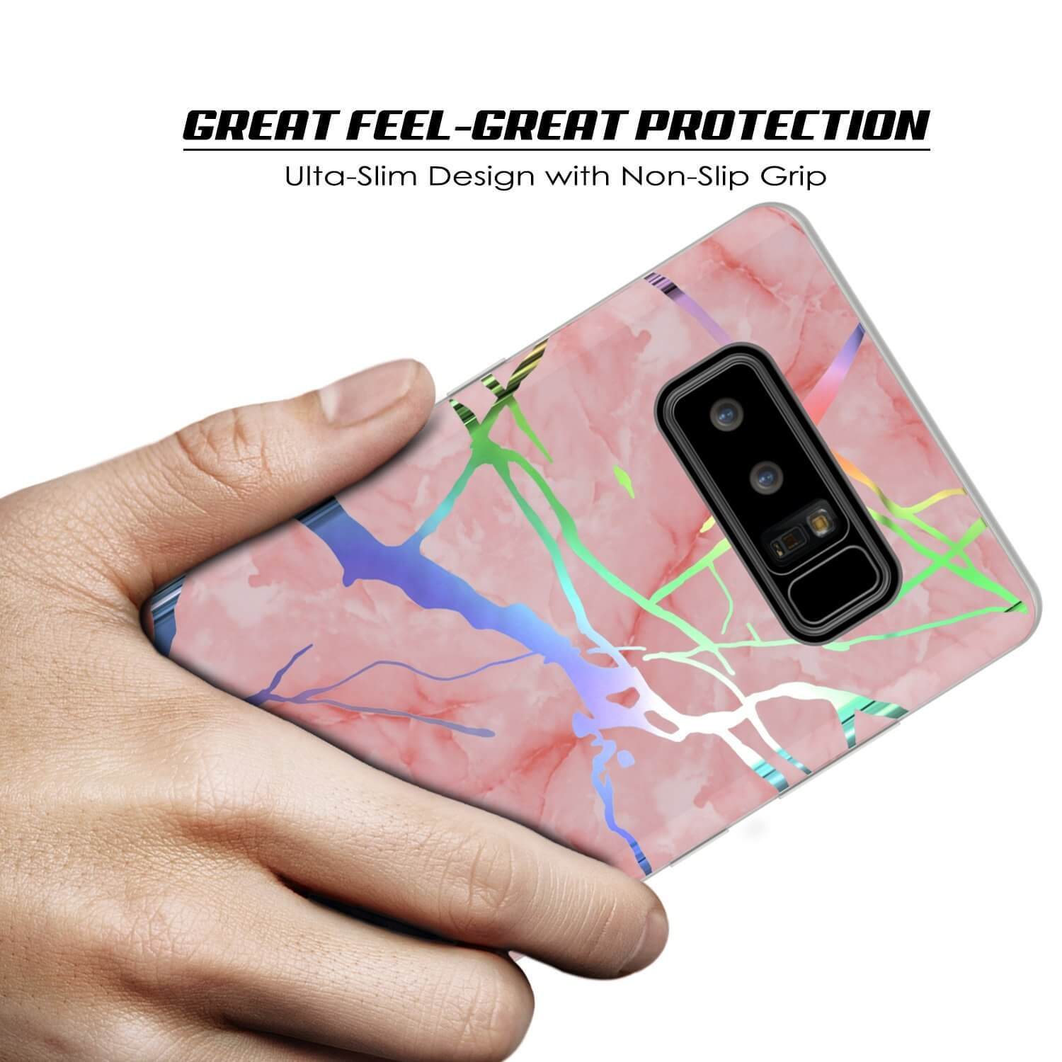 Galaxy Note 8 Marble Case, Protective Full Body Cover [ROSE MIRAGE]