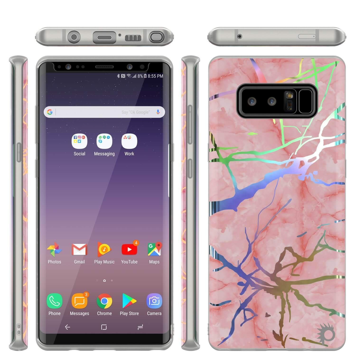 Galaxy Note 9 Full Body W/ Screen Protector Marble Case (Rose Mirage)