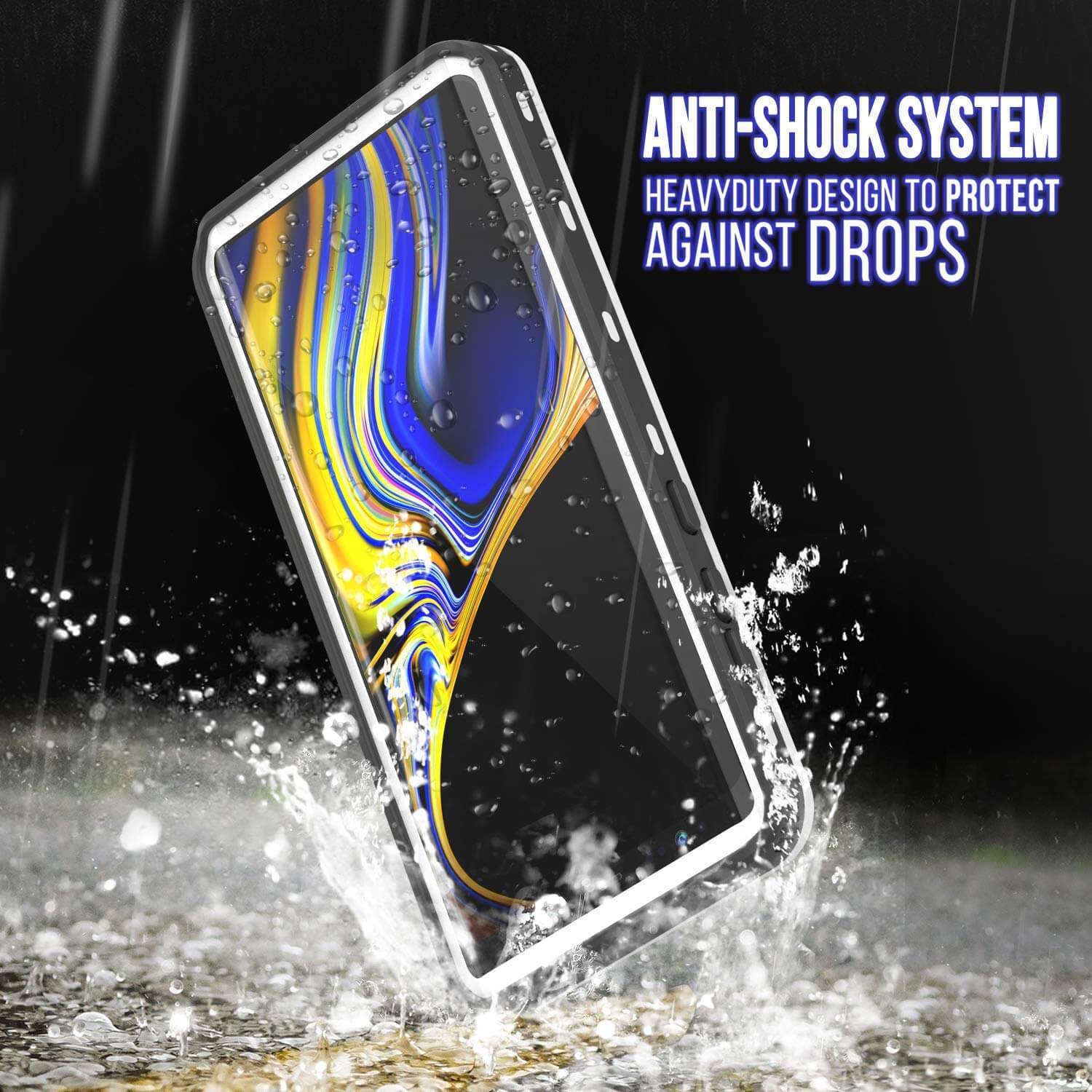 PunkCase Galaxy Note 9 Waterproof Case, [KickStud Series] Armor Cover [White]