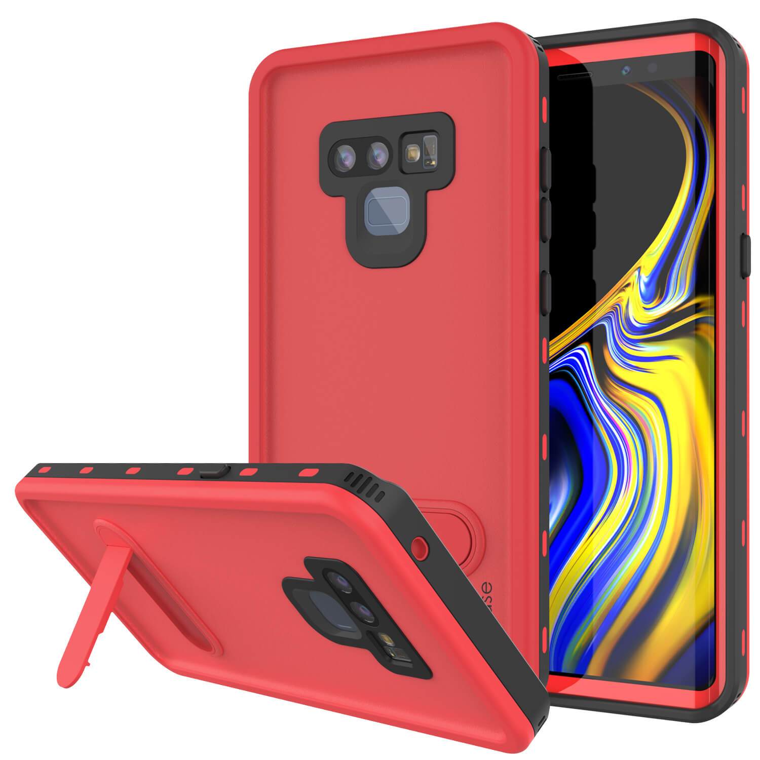 PunkCase Galaxy Note 9 Waterproof Case, [KickStud Series] Armor Cover [Red]