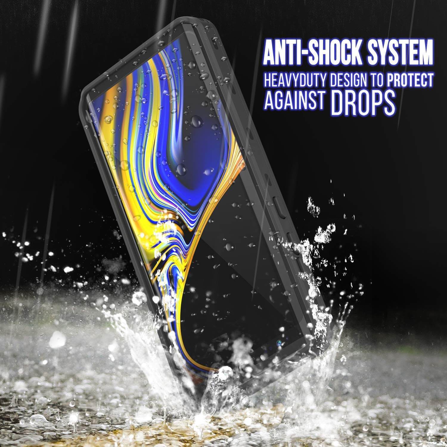 PunkCase Galaxy Note 9 Waterproof Case, [KickStud Series] Armor Cover [Black]