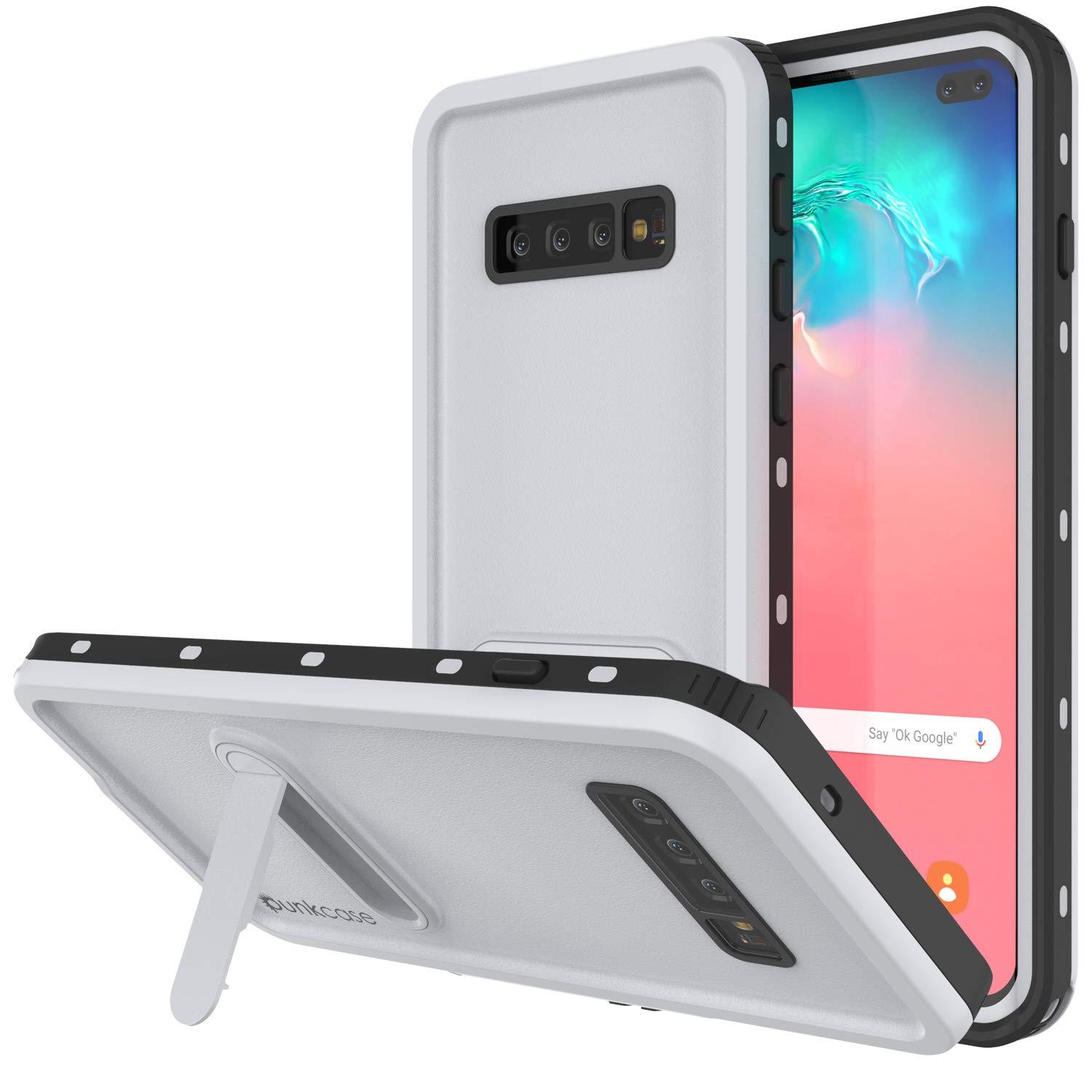 Galaxy S10+ Plus Waterproof Case, Punkcase [KickStud Series] Armor Cover [White]