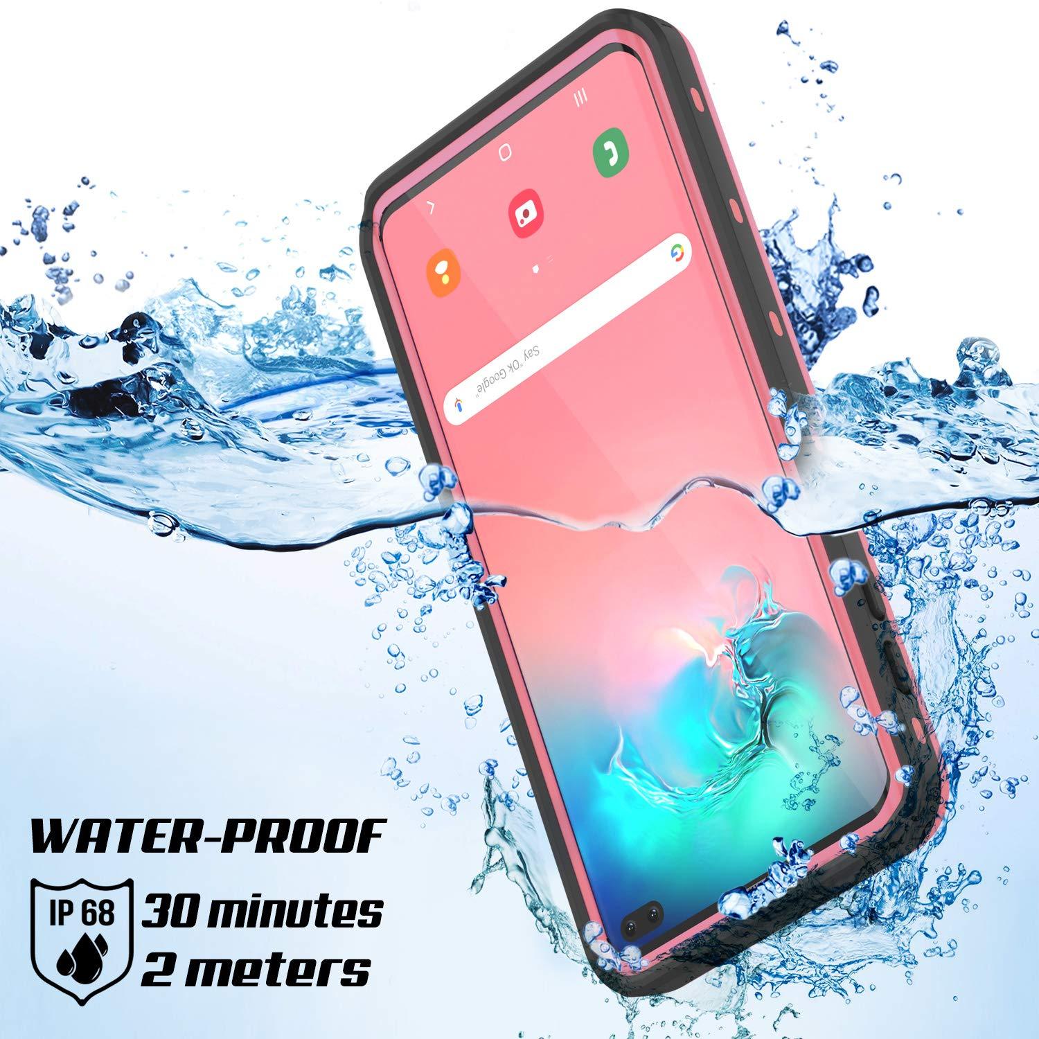 Galaxy S10+ Plus Waterproof Case, Punkcase [KickStud Series] Armor Cover [Pink]