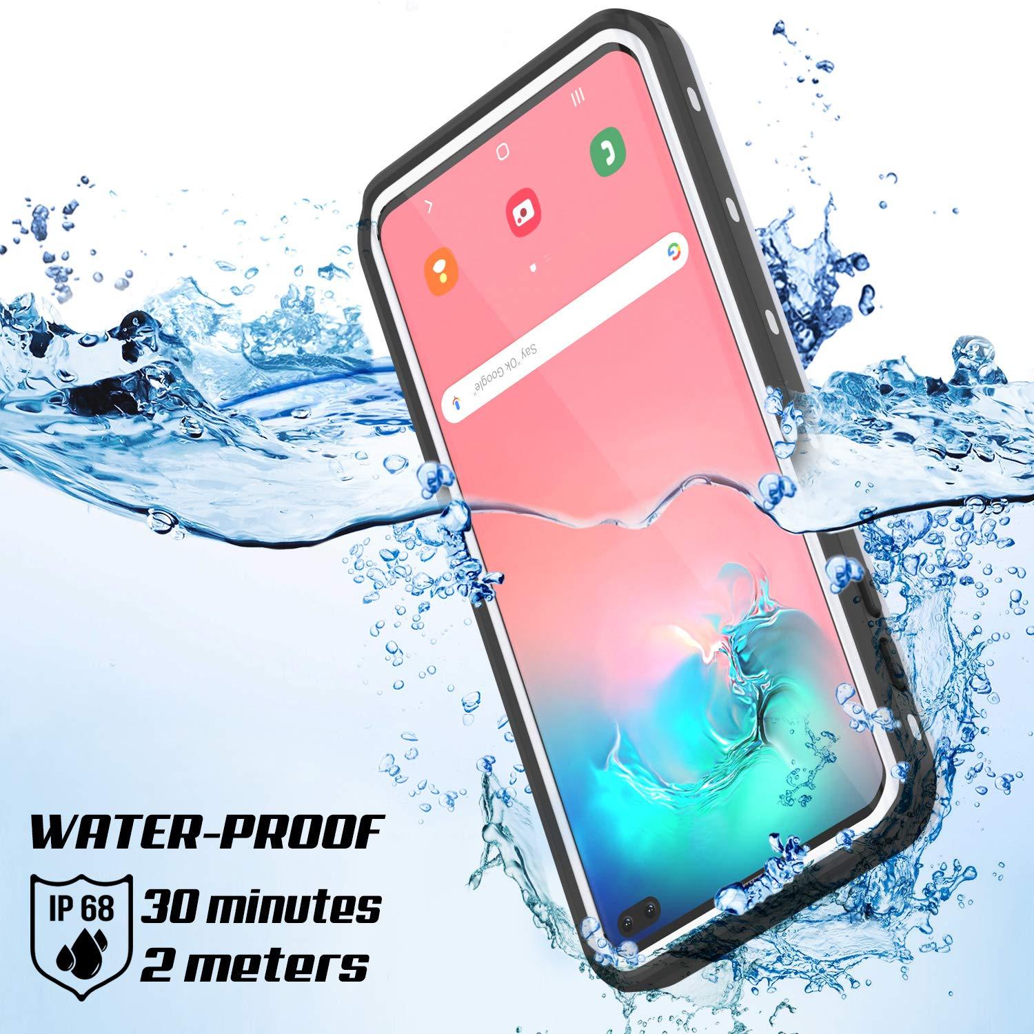 Galaxy S10+ Plus Waterproof Case, Punkcase [KickStud Series] Armor Cover [White]