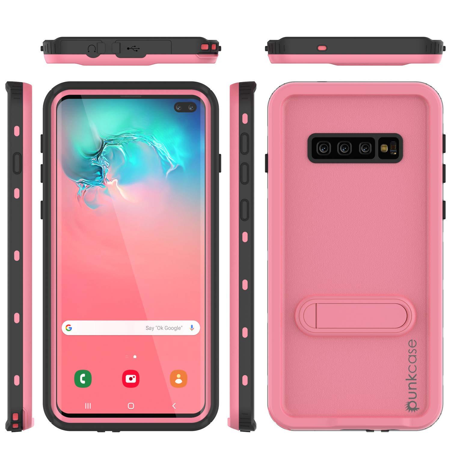 Galaxy S10+ Plus Waterproof Case, Punkcase [KickStud Series] Armor Cover [Pink]