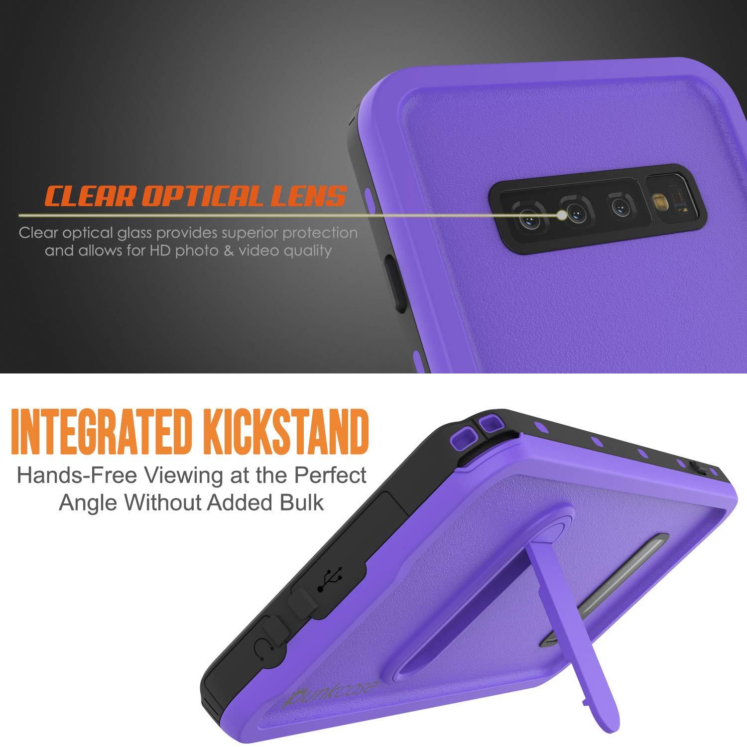 Galaxy S10 Waterproof Case, Punkcase [KickStud Series] Armor Cover [Purple]