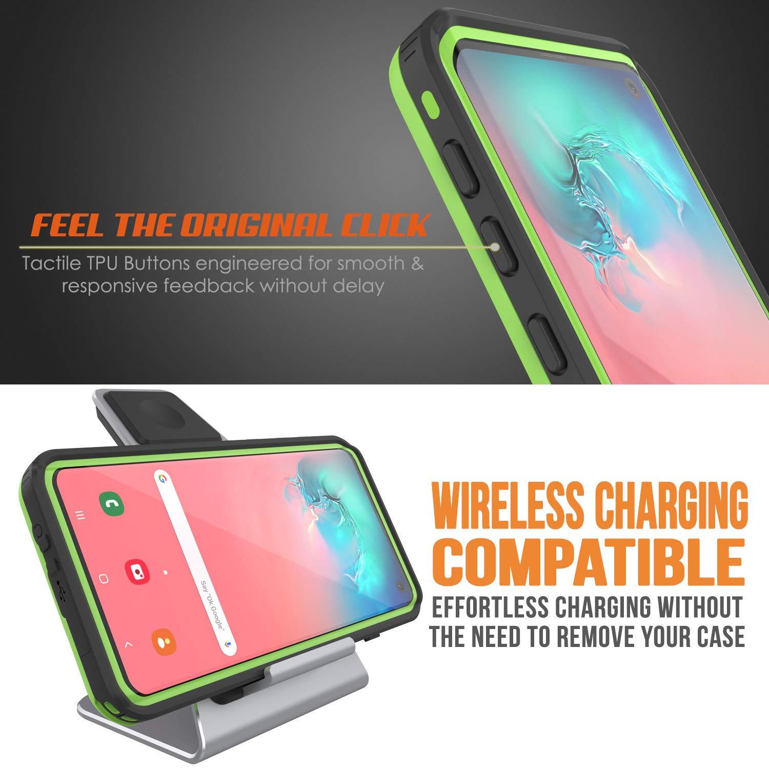 Galaxy S10 Waterproof Case, Punkcase [KickStud Series] Armor Cover [Light Green]