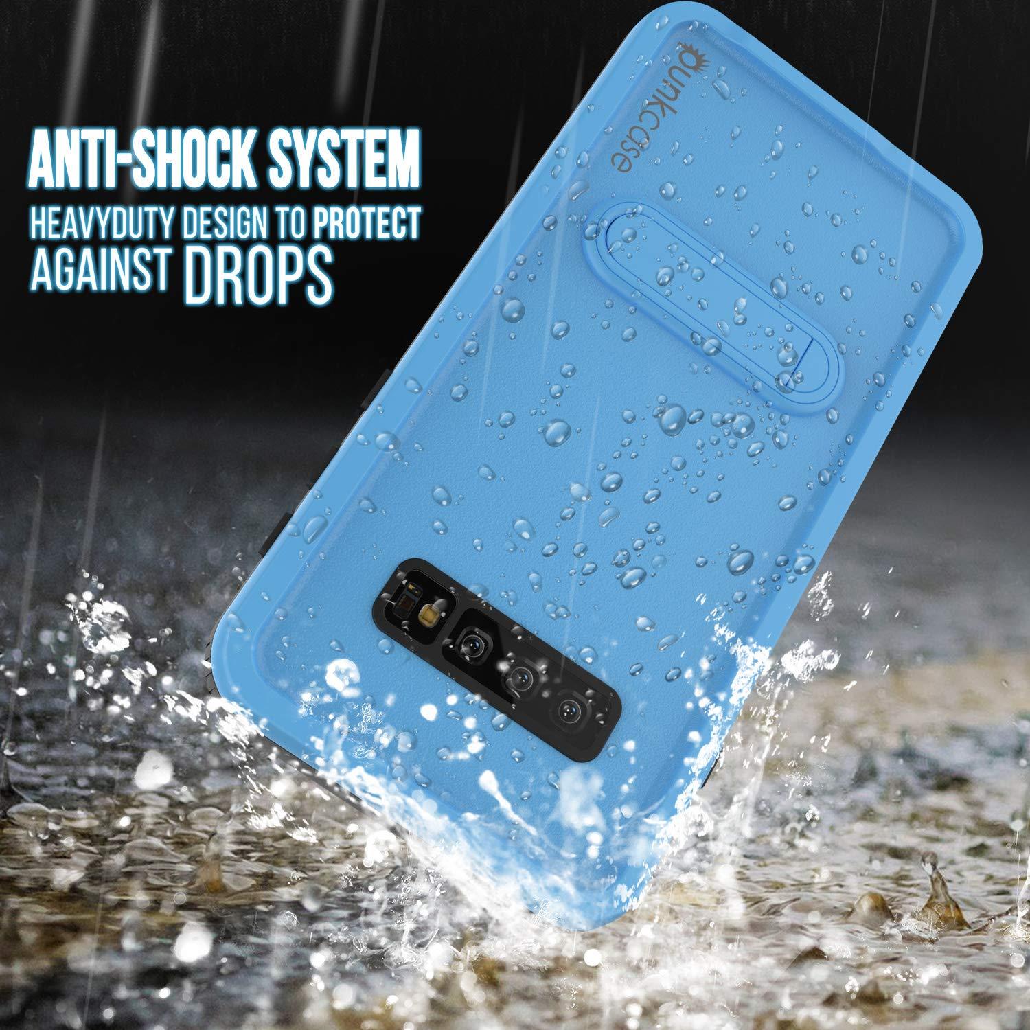 Galaxy S10 Waterproof Case, Punkcase [KickStud Series] Armor Cover [Light Blue]