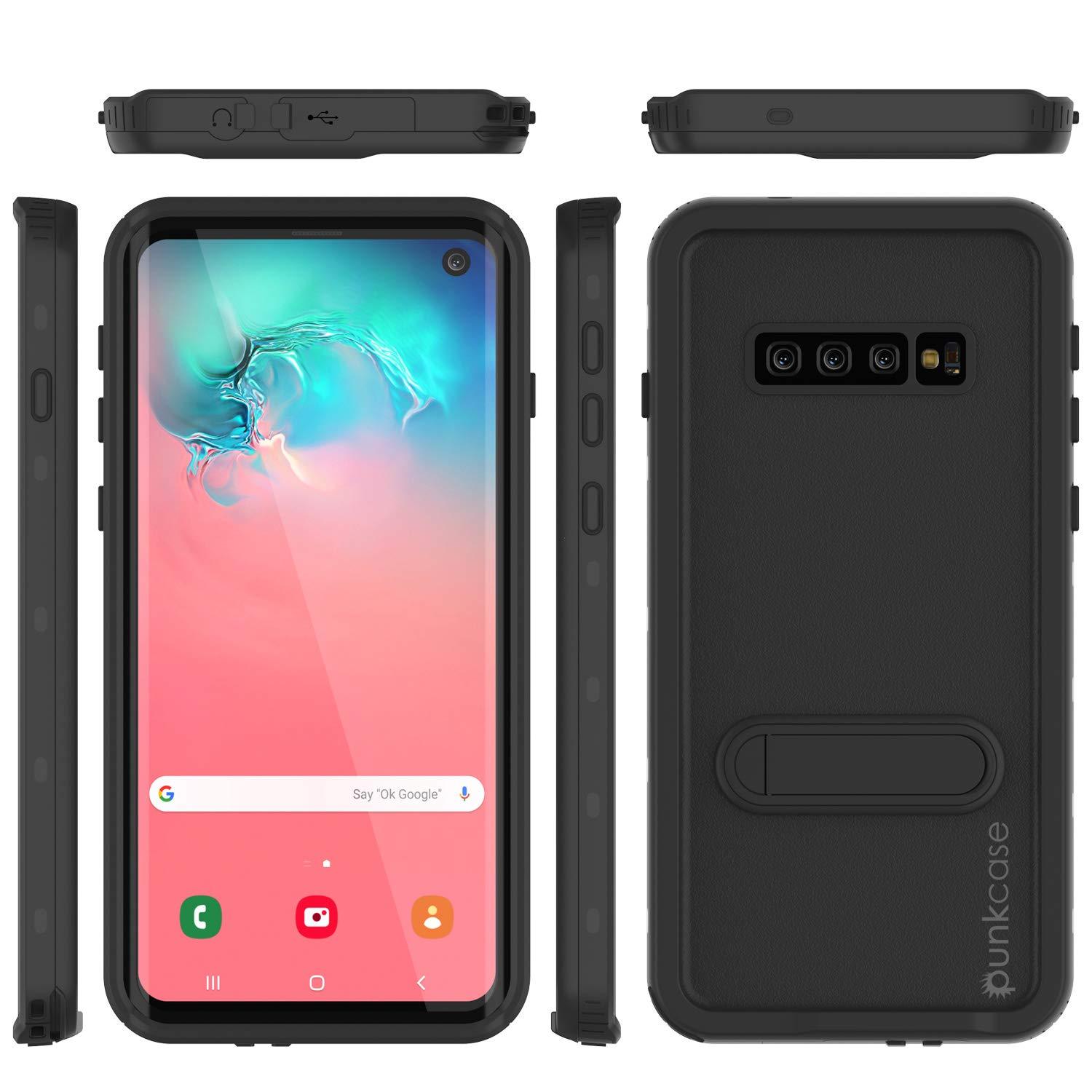 Galaxy S10 Waterproof Case, Punkcase [KickStud Series] Armor Cover [Black]