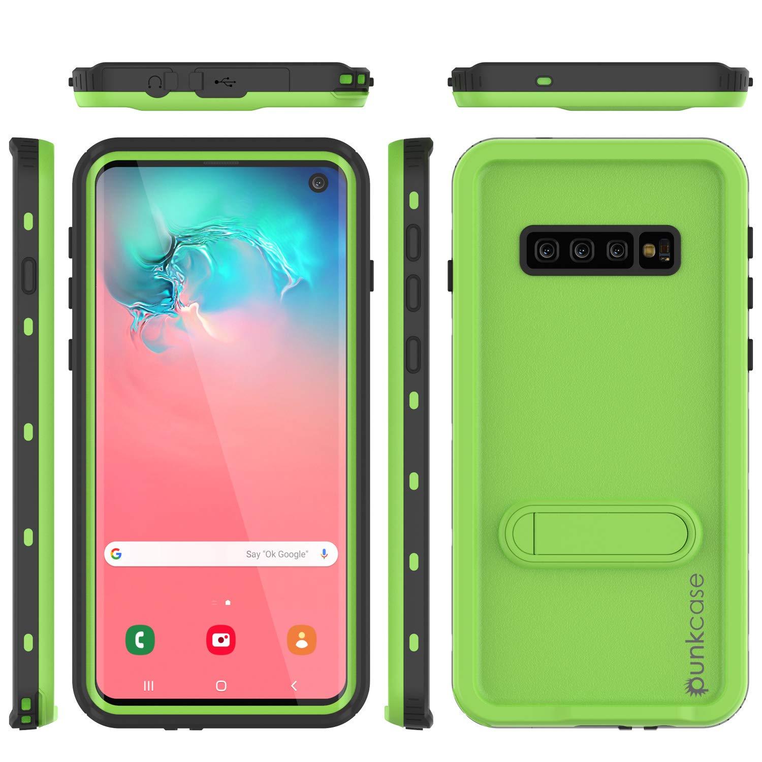 Galaxy S10 Waterproof Case, Punkcase [KickStud Series] Armor Cover [Light Green]
