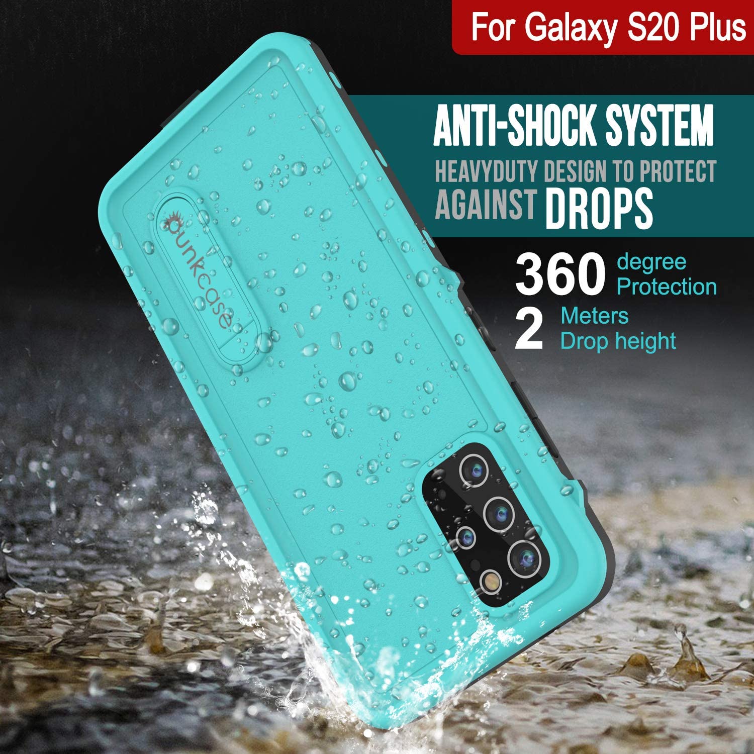 Galaxy S20+ Plus Waterproof Case, Punkcase [KickStud Series] Armor Cover [Teal]