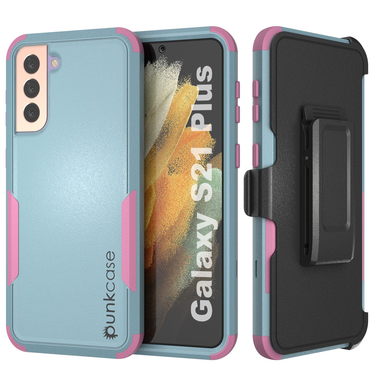 Punkcase for Galaxy S21+ Plus 5G Belt Clip Multilayer Holster Case [Patron Series] [Mint-Pink]