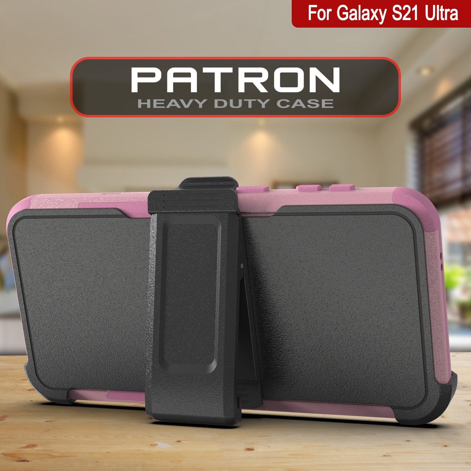 Punkcase for Galaxy S21 Ultra 5G Belt Clip Multilayer Holster Case [Patron Series] [Pink]