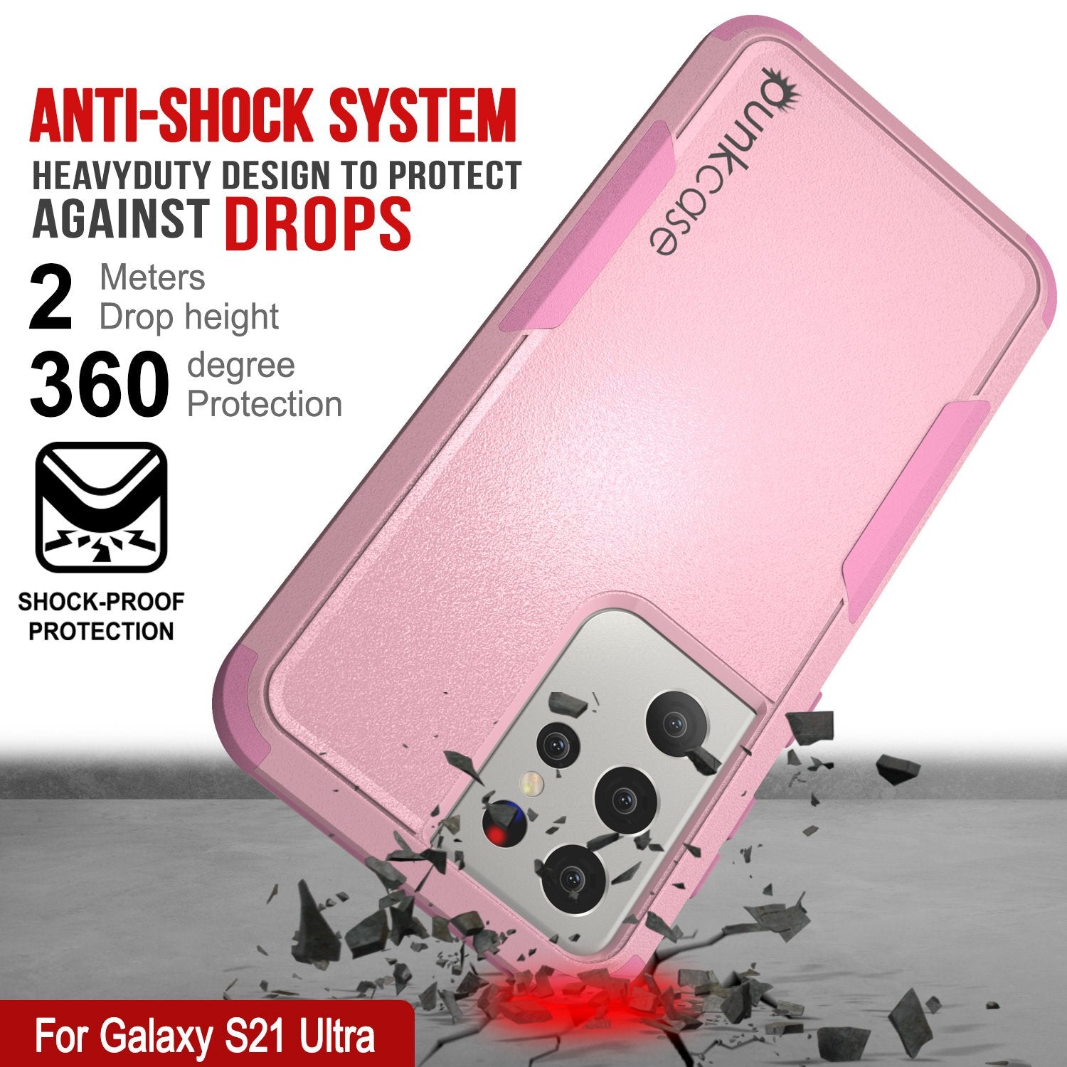 Punkcase for Galaxy S21 Ultra 5G Belt Clip Multilayer Holster Case [Patron Series] [Pink]