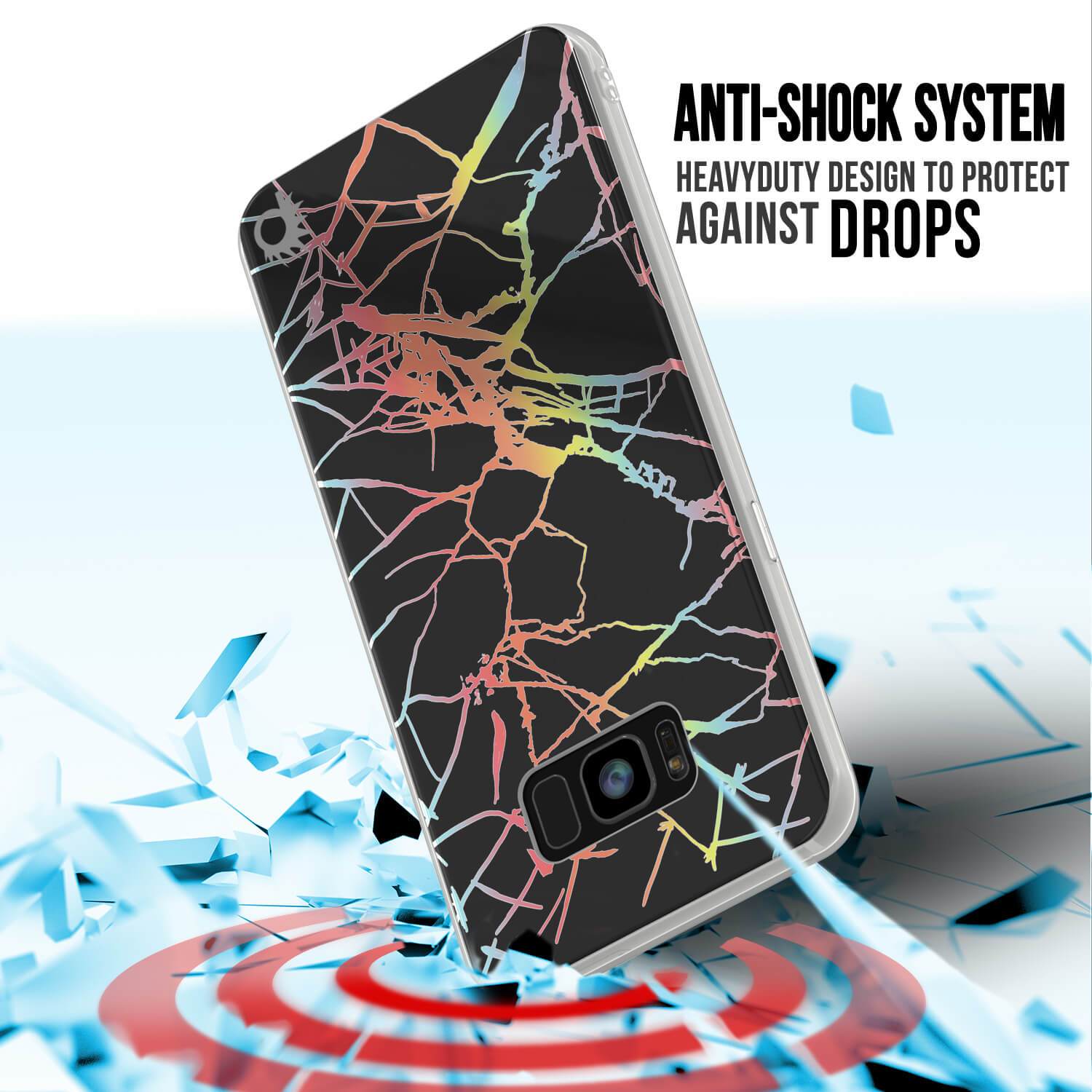 Punkcase Galaxy S8 Marble Case, Protective Full Body Cover W/PunkShield Screen Protector (Black Mirage)