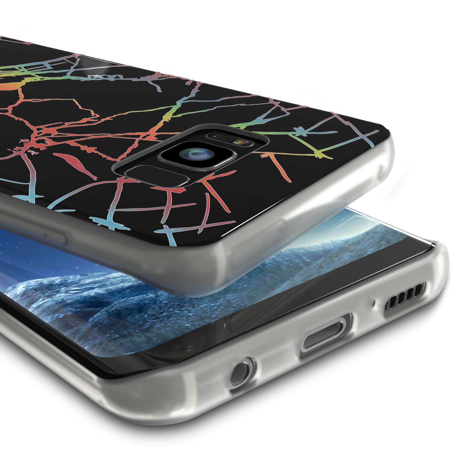 Punkcase Galaxy S8 Marble Case, Protective Full Body Cover W/PunkShield Screen Protector (Black Mirage)
