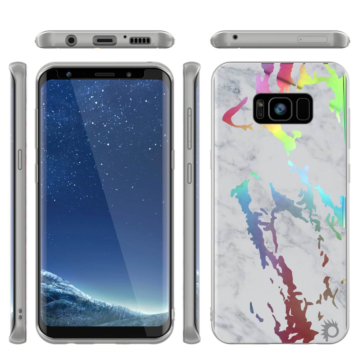 Punkcase Galaxy S8 Marble Case, Protective Full Body Cover W/PunkShield Screen Protector (Blanco Marmo)
