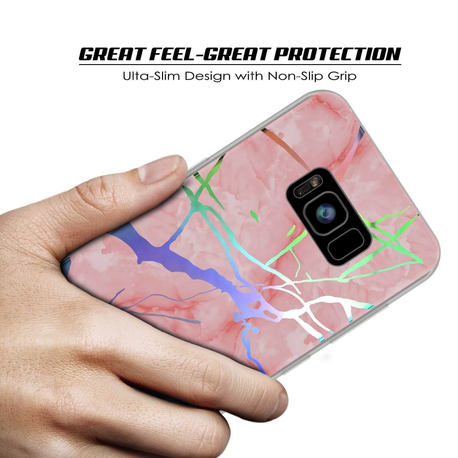 Punkcase Galaxy S8 Marble Case, Protective Full Body Cover W/PunkShield Screen Protector (Rose Mirage)