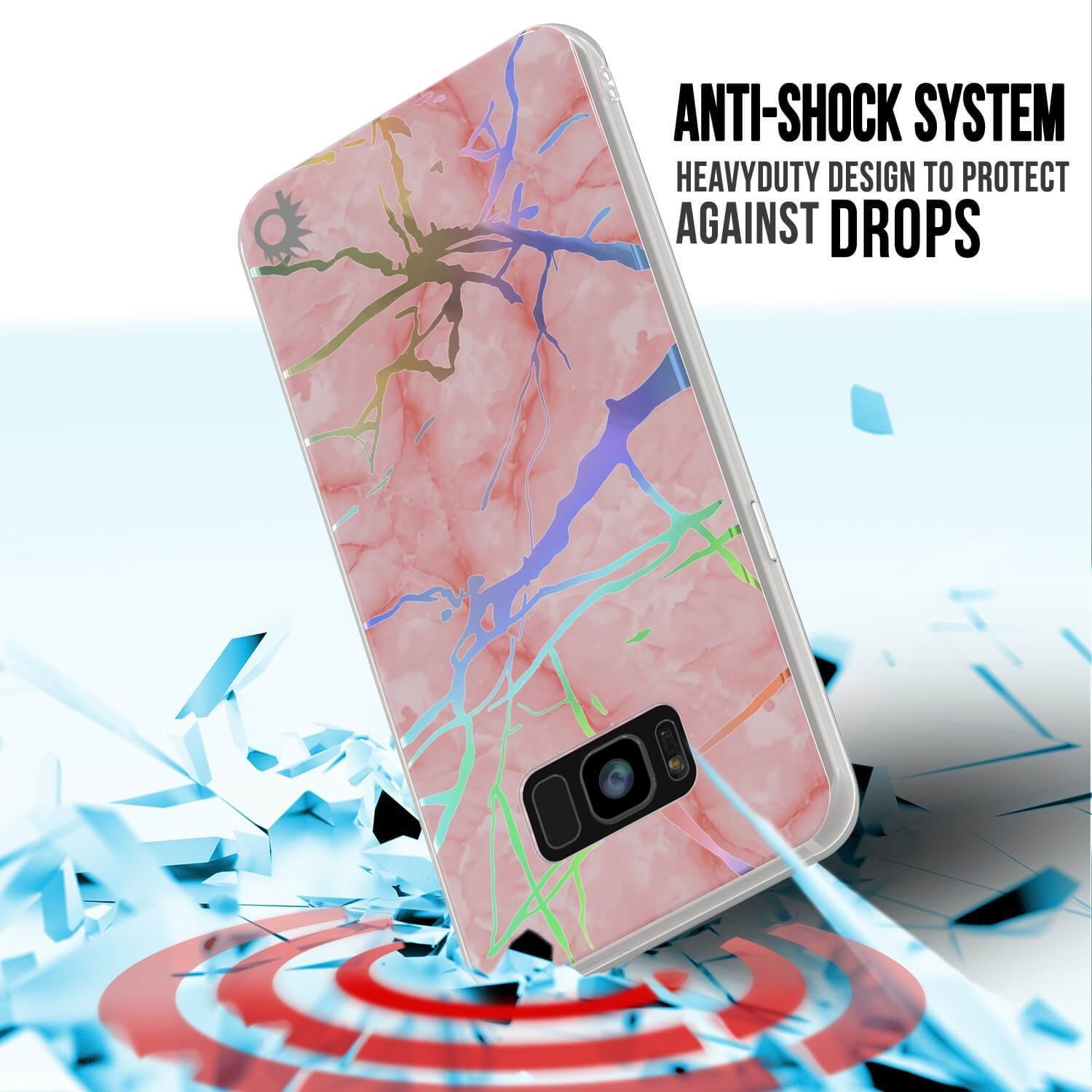 Punkcase Galaxy S8 Marble Case, Protective Full Body Cover W/PunkShield Screen Protector (Rose Mirage)