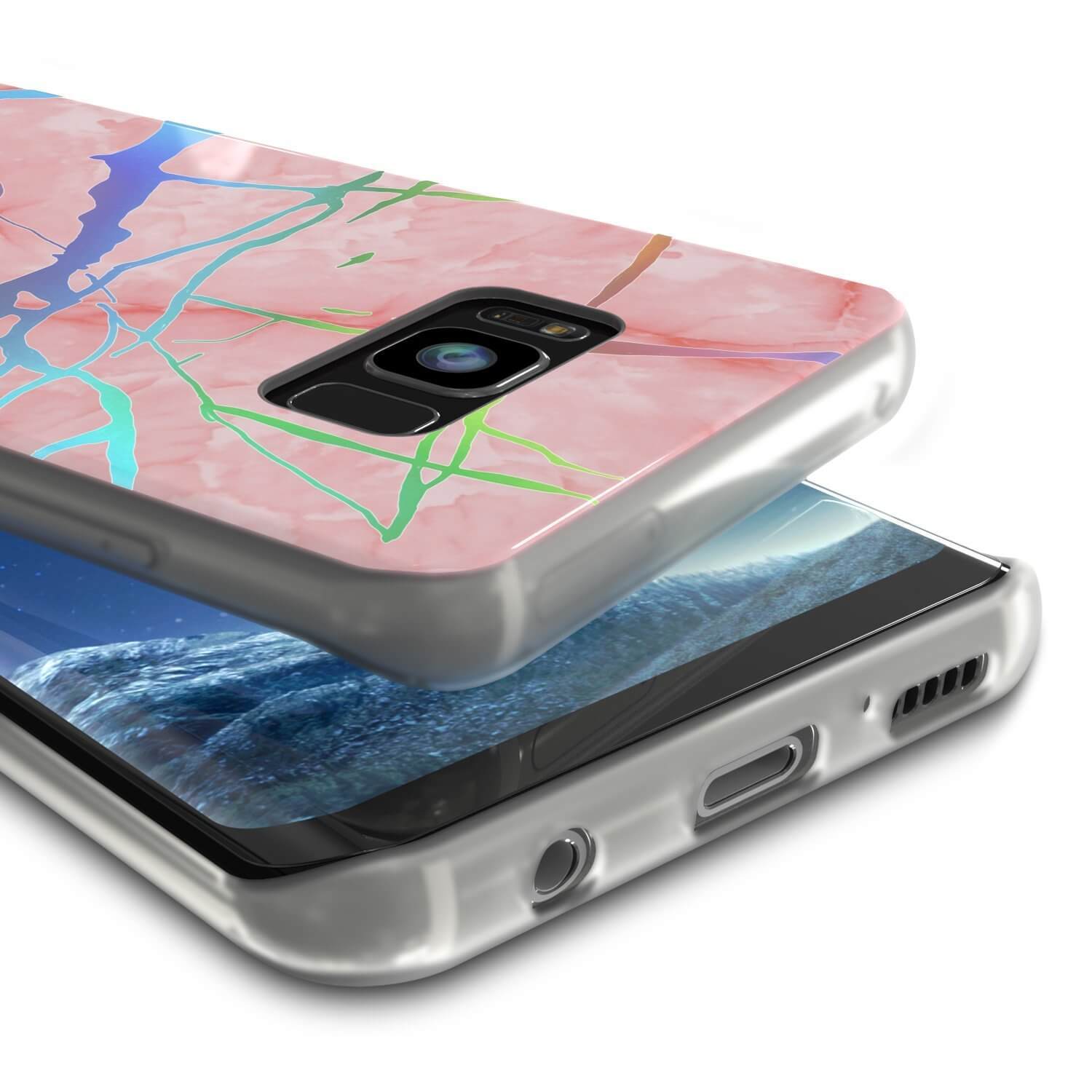 Punkcase Galaxy S8 Marble Case, Protective Full Body Cover W/PunkShield Screen Protector (Rose Mirage)