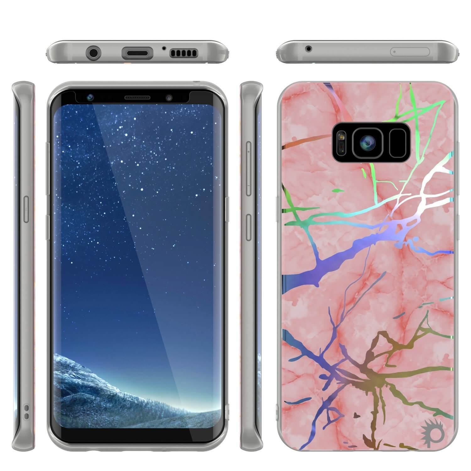Punkcase Galaxy S8 Marble Case, Protective Full Body Cover W/PunkShield Screen Protector (Rose Mirage)