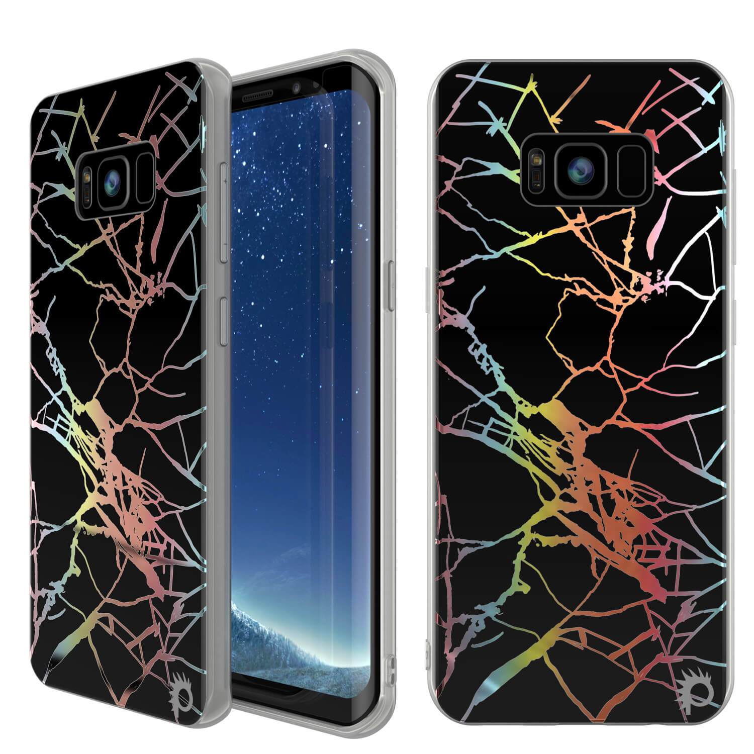 Galaxy S8 Plus Marble Case, Protective Full Body Cover[Black Mirage]