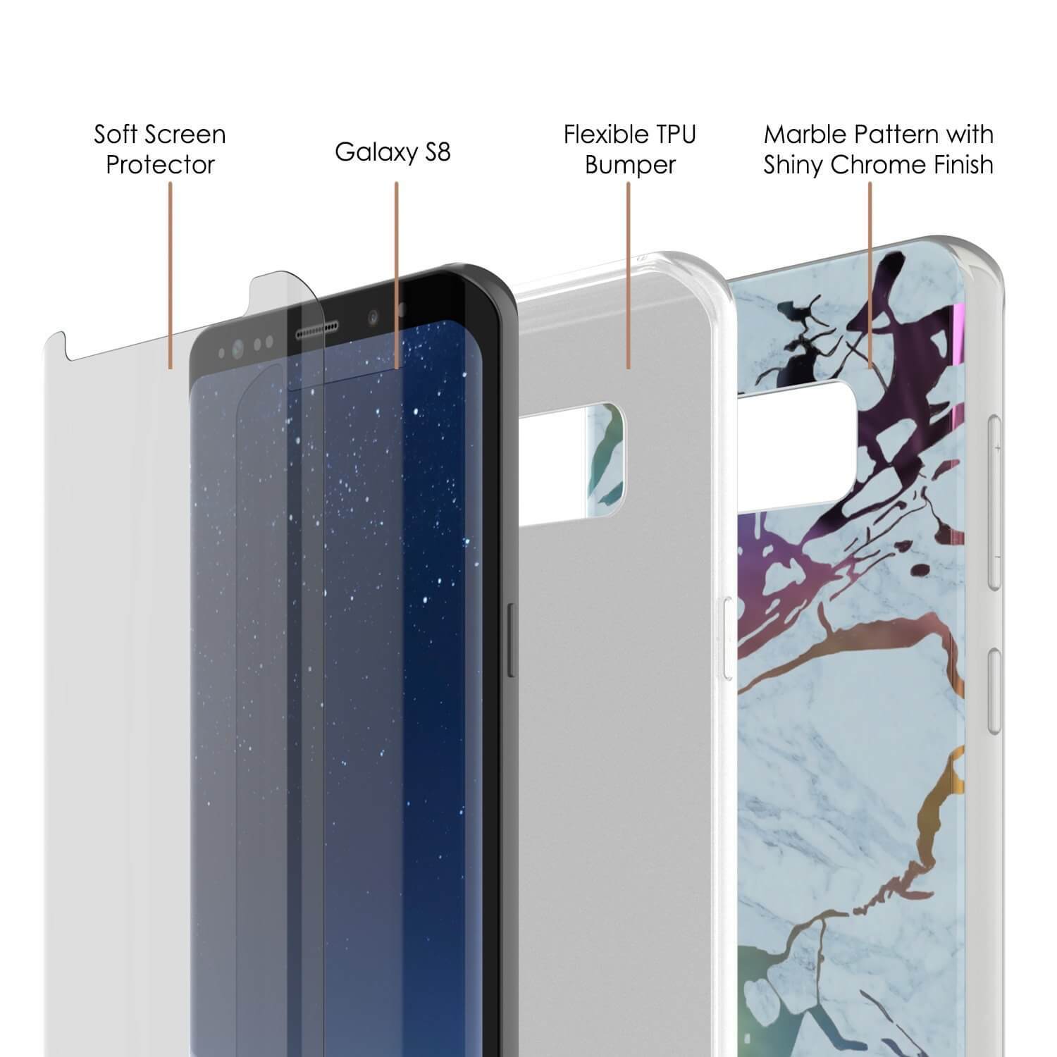 Galaxy S8 Plus Marble Case, Protective Full Body Cover[Blue Marmo]