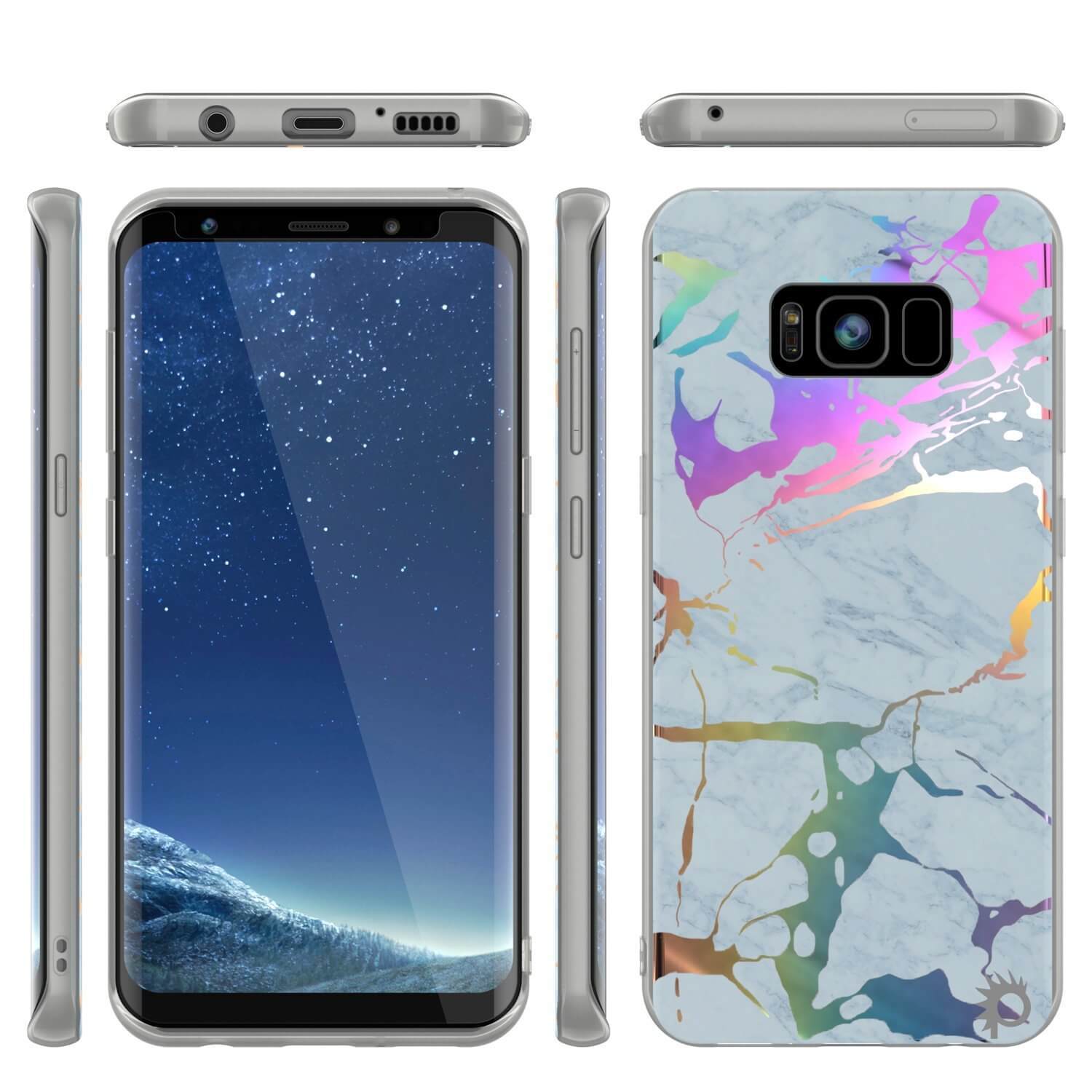 Galaxy S8 Plus Marble Case, Protective Full Body Cover[Blue Marmo]