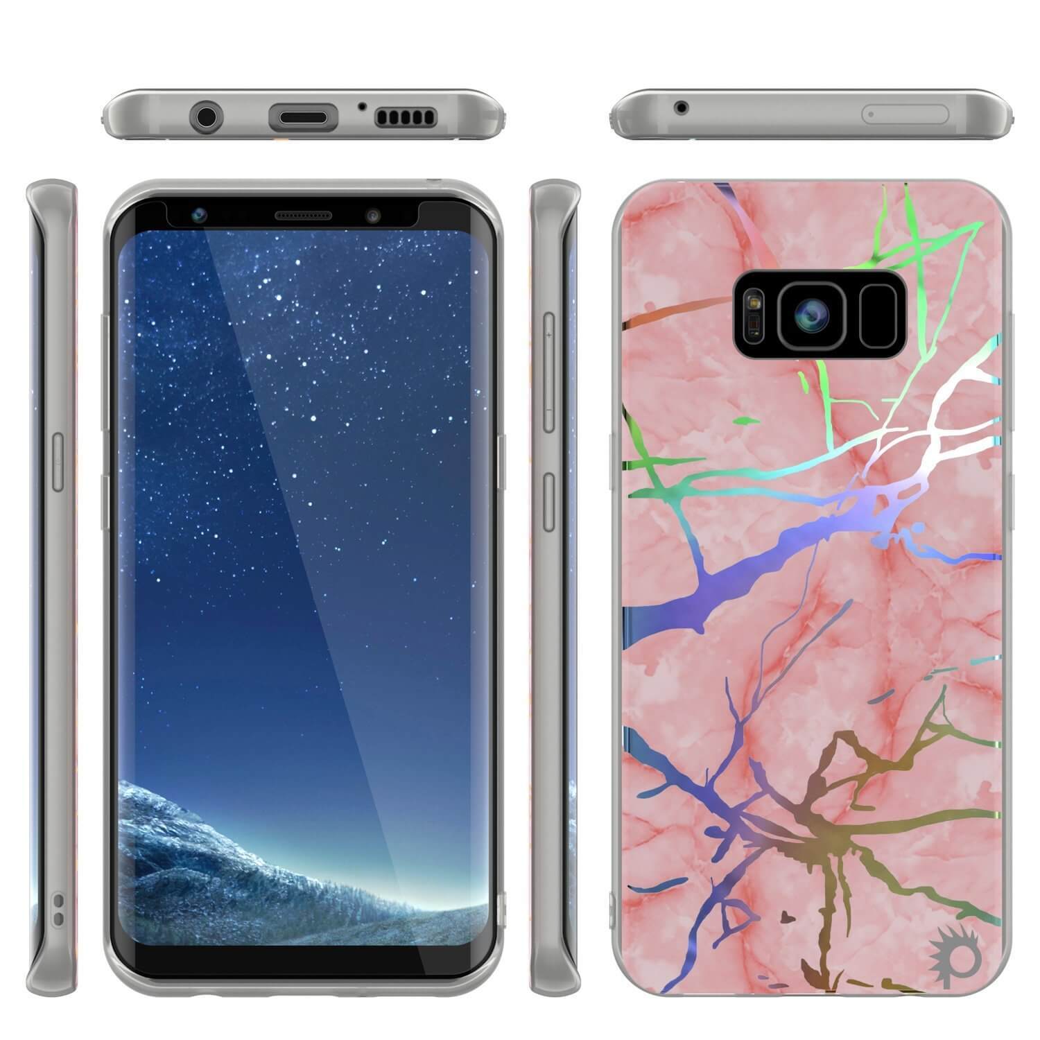 Galaxy S8 Plus Marble Case, Protective Full Body Cover[Rose Mirage]