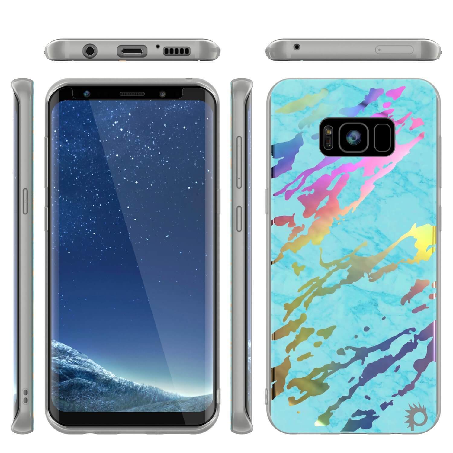 Galaxy S8 Plus Marble Case, Protective Full Body Cover[Teal Onyx]