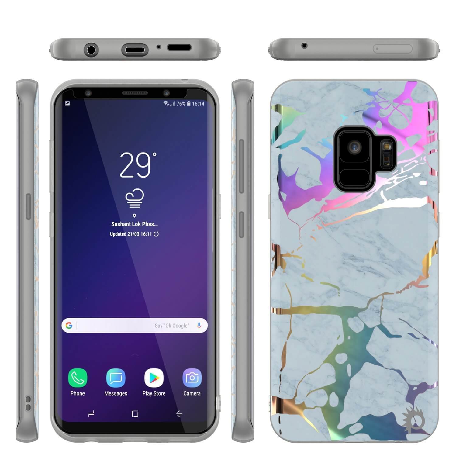 Galaxy S9 Marble PunkCase, Protective Full Body Cover [Blue Marmo]