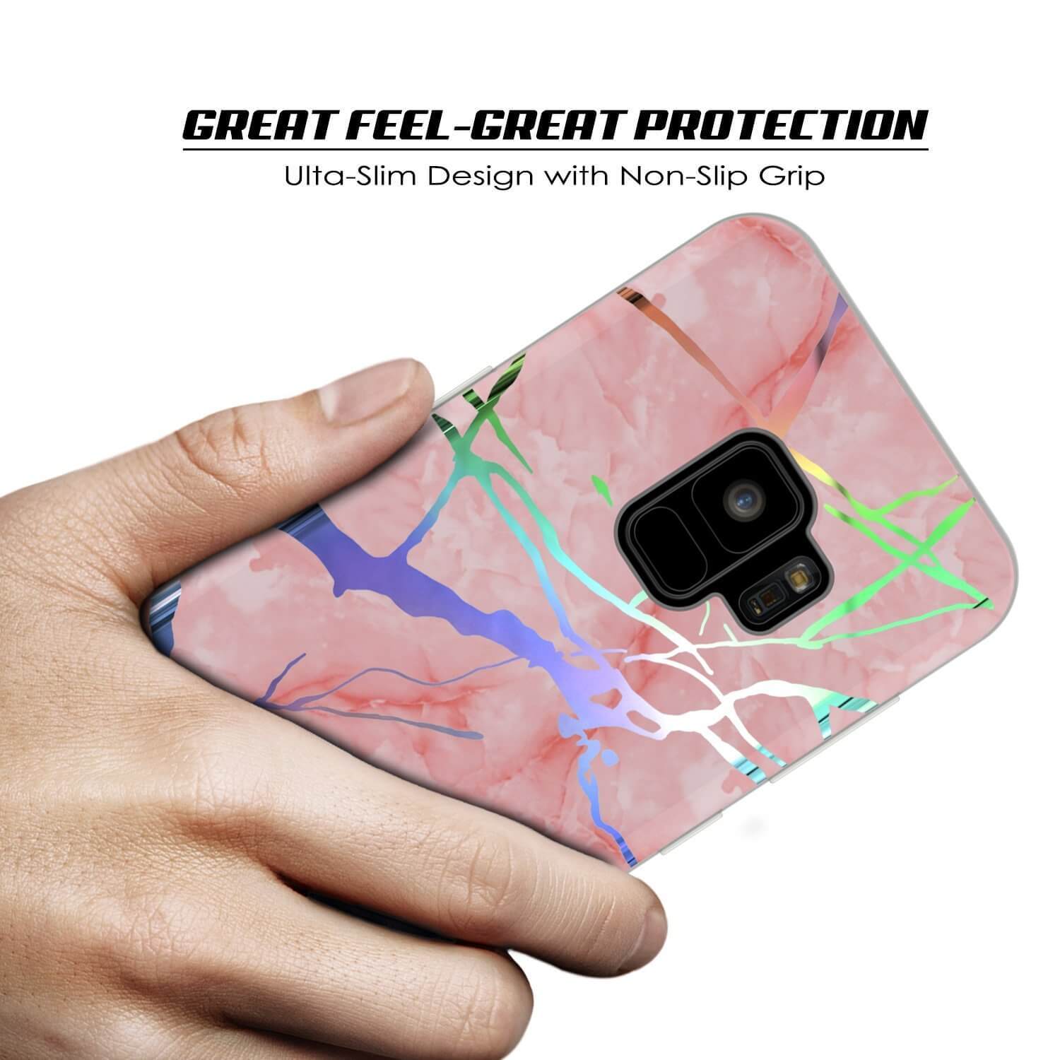 Galaxy S9 Marble PunkCase, Protective Full Body Cover [Rose Mirage]