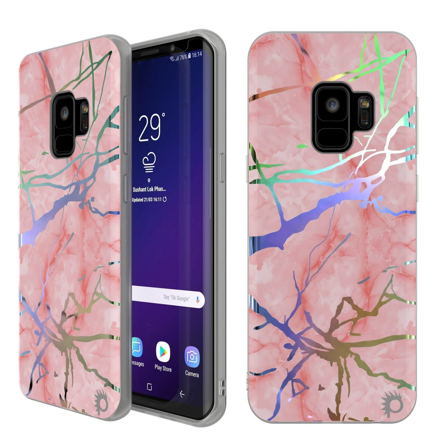 Galaxy S9 Marble PunkCase, Protective Full Body Cover [Rose Mirage]