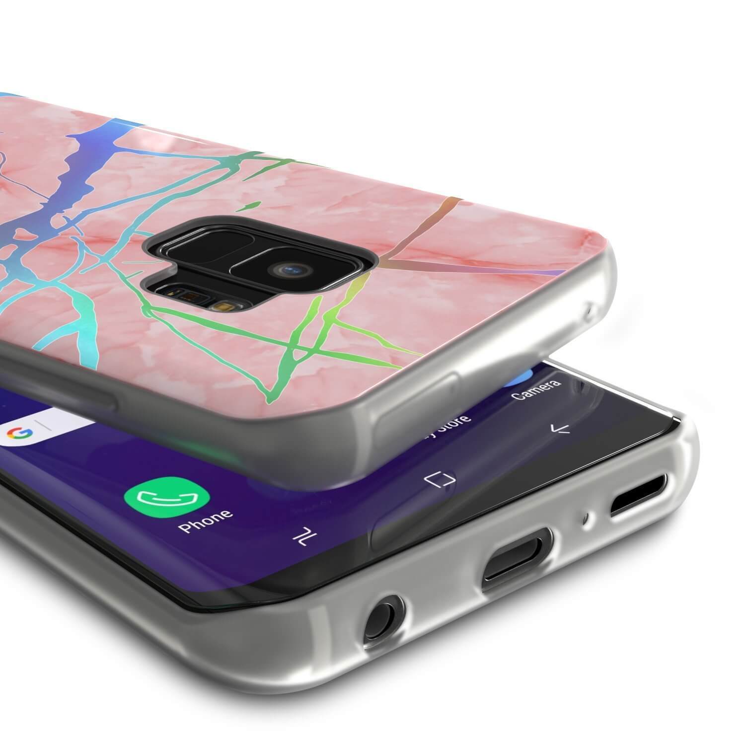 Galaxy S9 Marble PunkCase, Protective Full Body Cover [Rose Mirage]