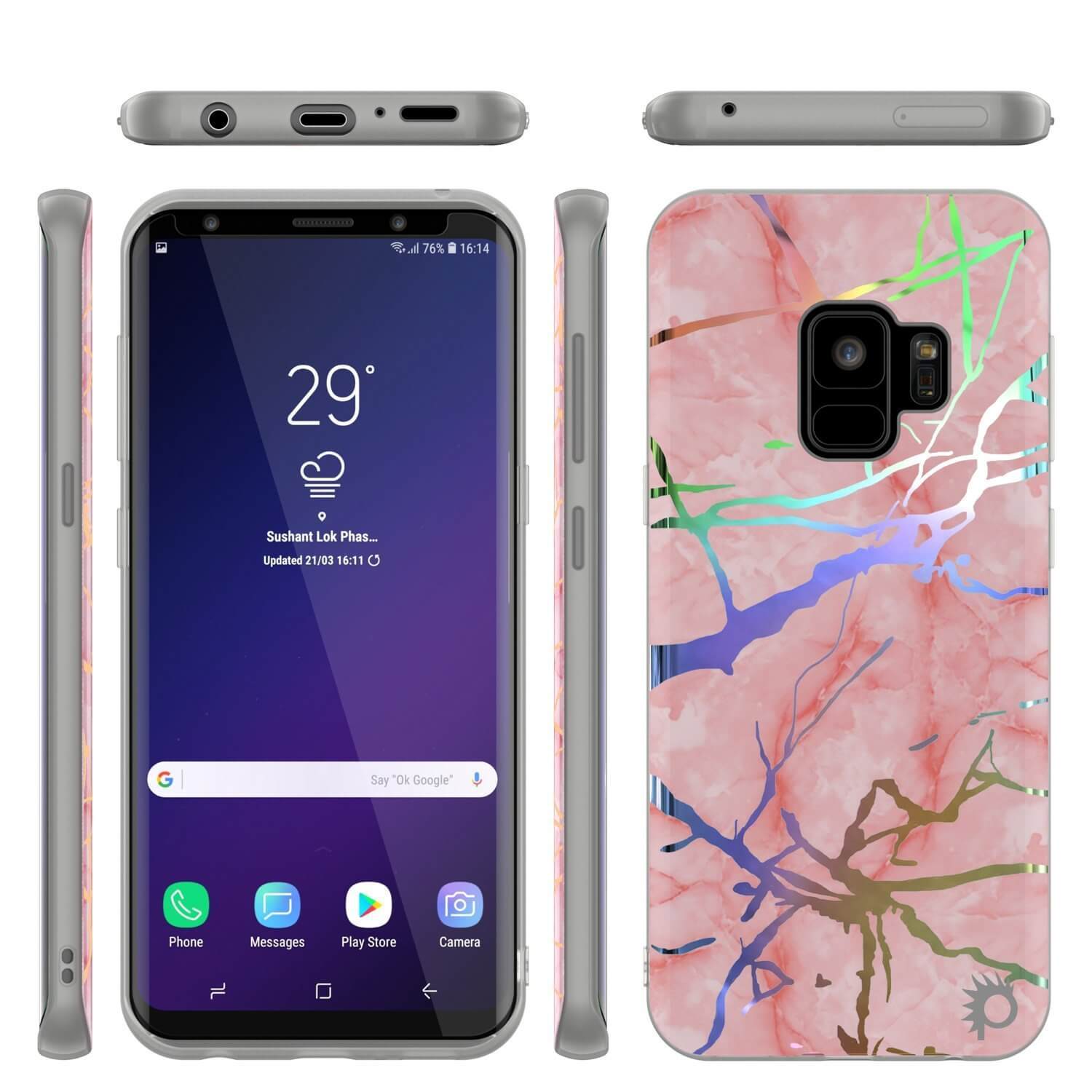 Galaxy S9 Marble PunkCase, Protective Full Body Cover [Rose Mirage]