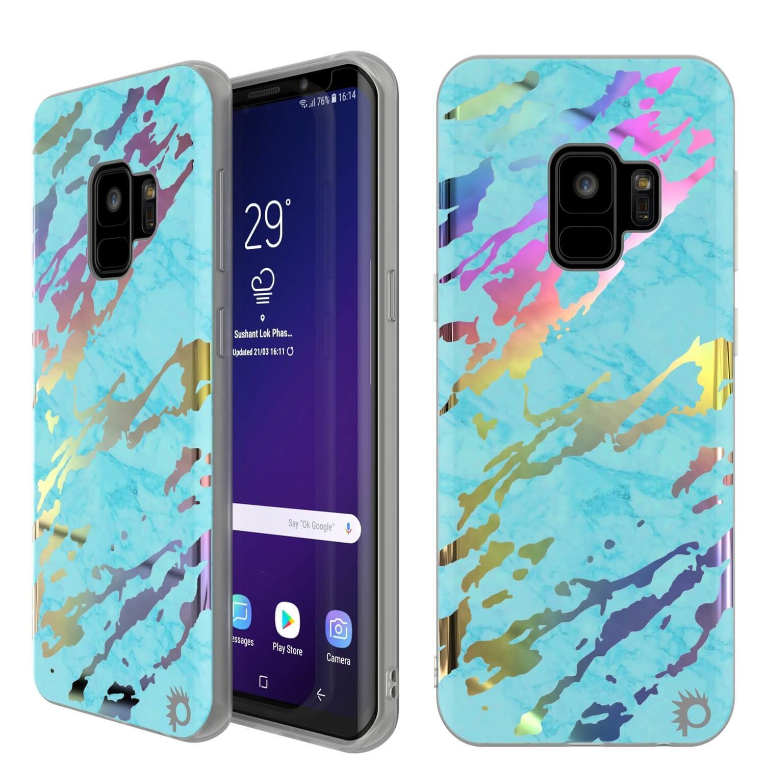 Galaxy S9 Marble PunkCase, Protective Full Body Cover [Teal Onyx]