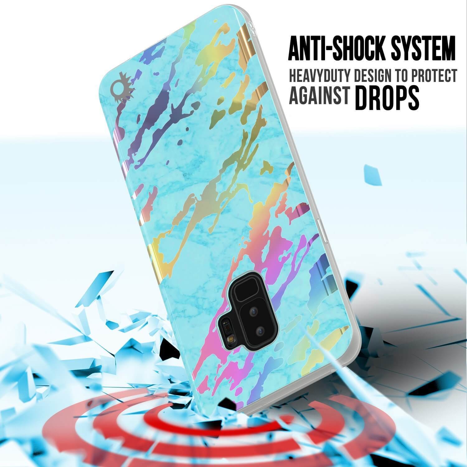 Galaxy S9+ Marble PunkCase Protective Full Body Cover (Teal Onyx)
