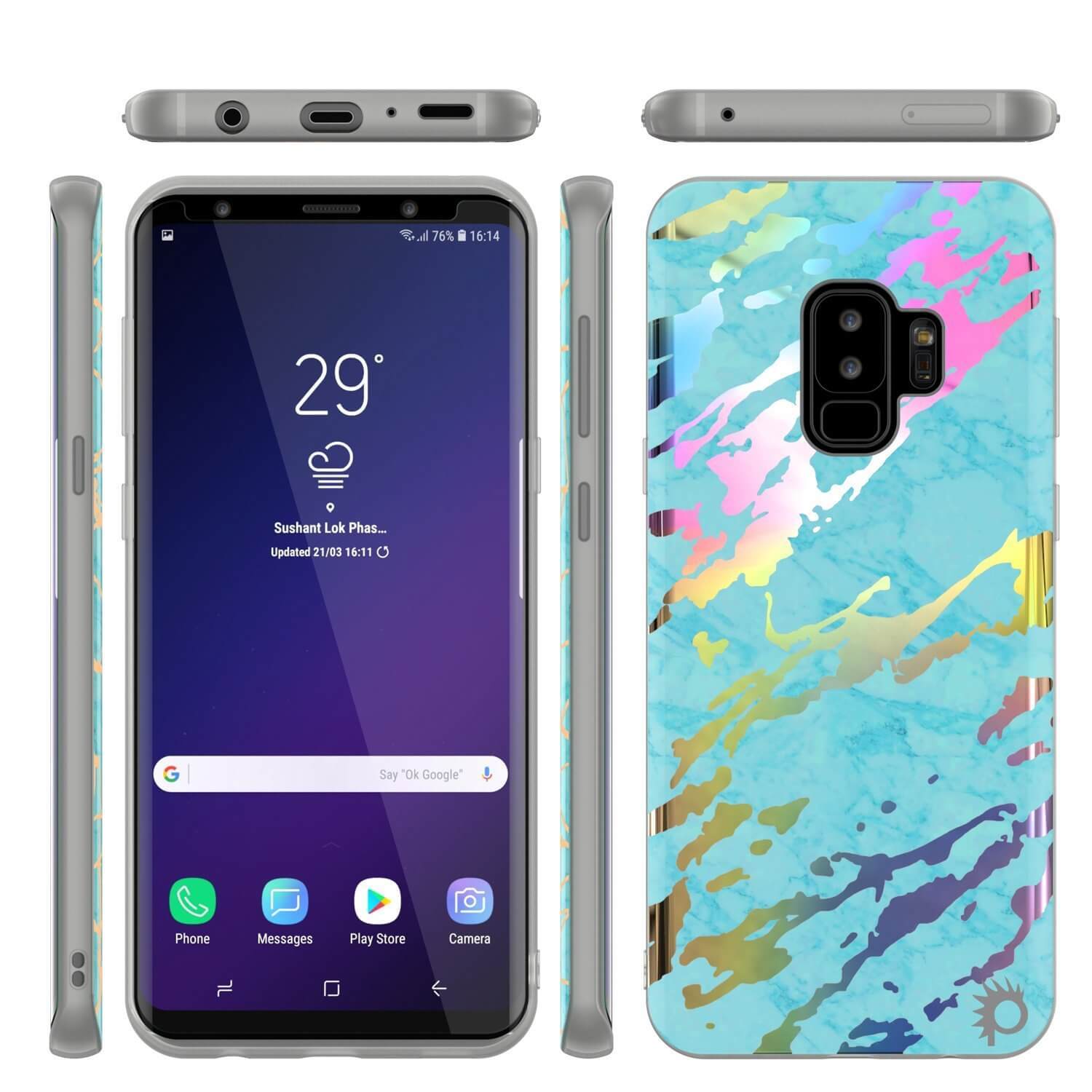 Galaxy S9+ Marble PunkCase Protective Full Body Cover (Teal Onyx)