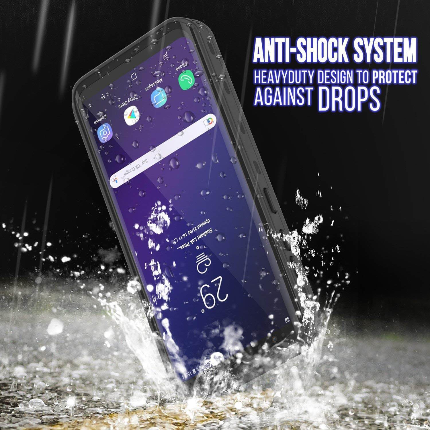 Galaxy S9 Plus Waterproof Case, Punkcase [KickStud Series] Armor Cover [BLACK]