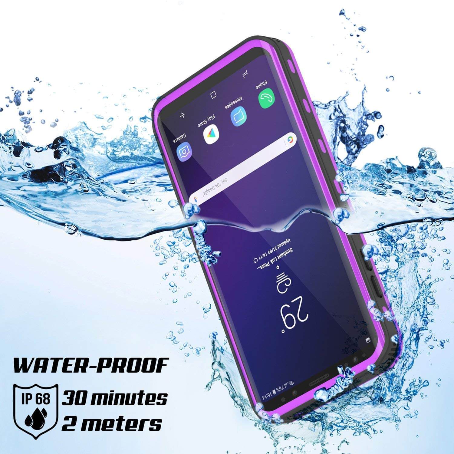 Galaxy S9 Plus Waterproof Case, Punkcase [KickStud Series] Armor Cover [PURPLE]