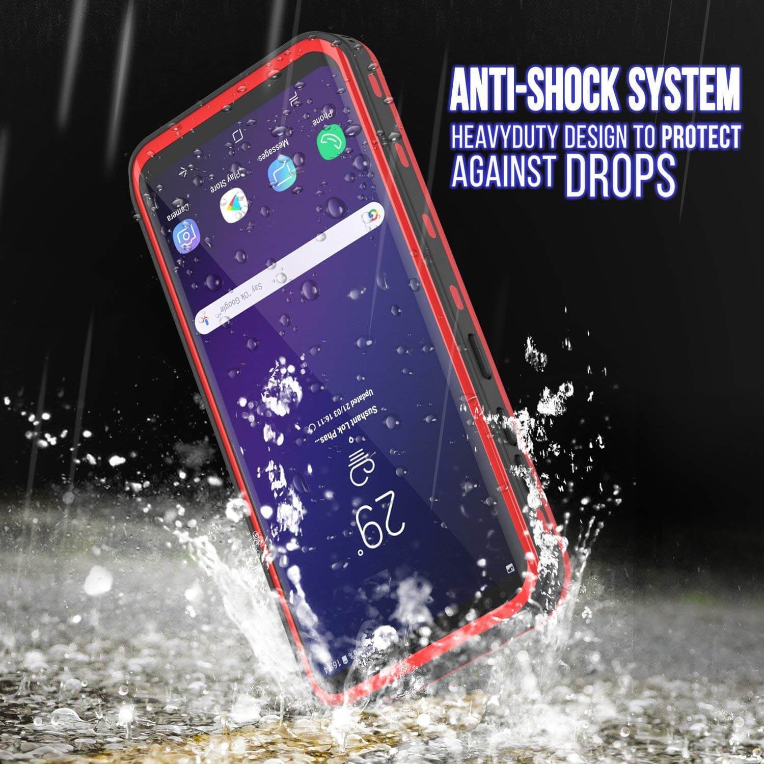 Galaxy S9 Plus Waterproof Case, Punkcase [KickStud Series] Armor Cover [RED]