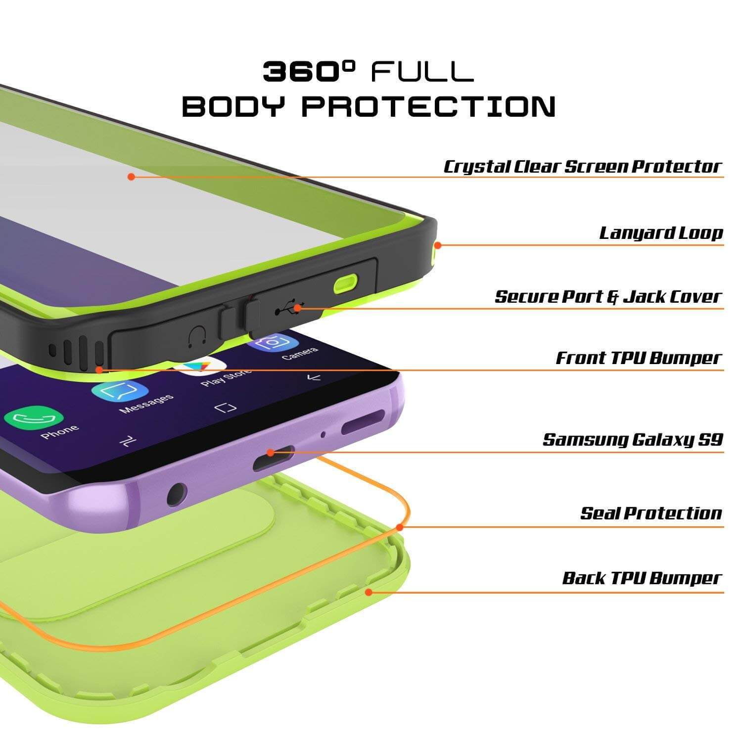 Galaxy S9 Waterproof Punkcase KickStud Series Armor Cover, Light Green