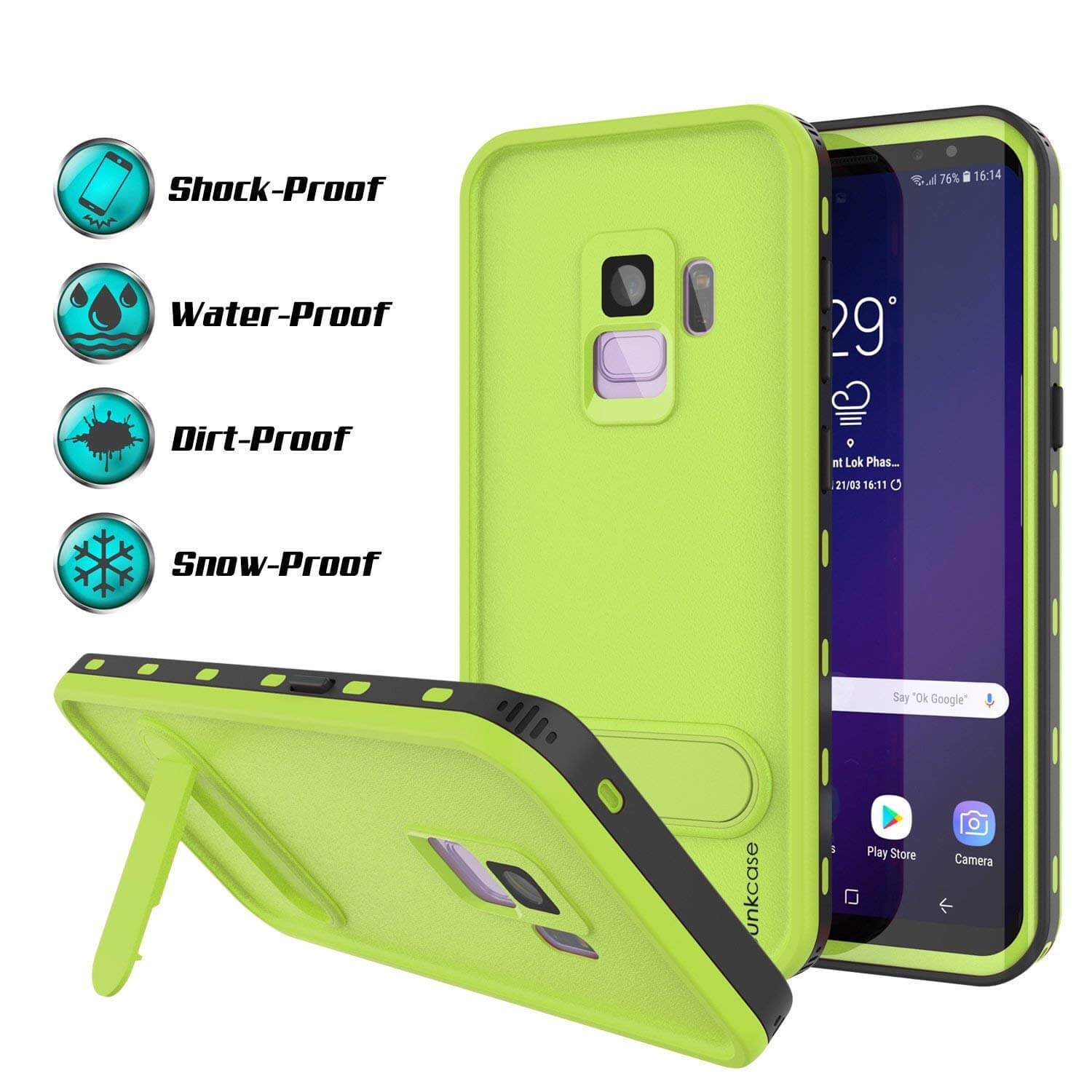 Galaxy S9 Waterproof Punkcase KickStud Series Armor Cover, Light Green