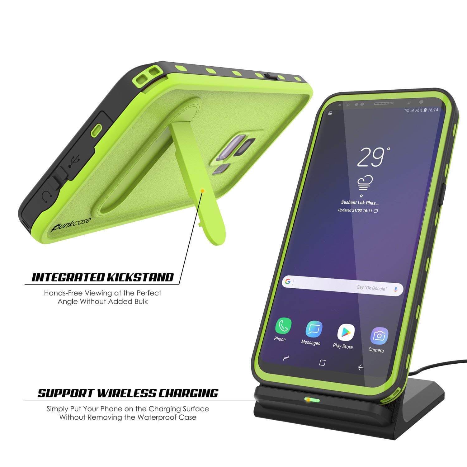 Galaxy S9 Waterproof Punkcase KickStud Series Armor Cover, Light Green