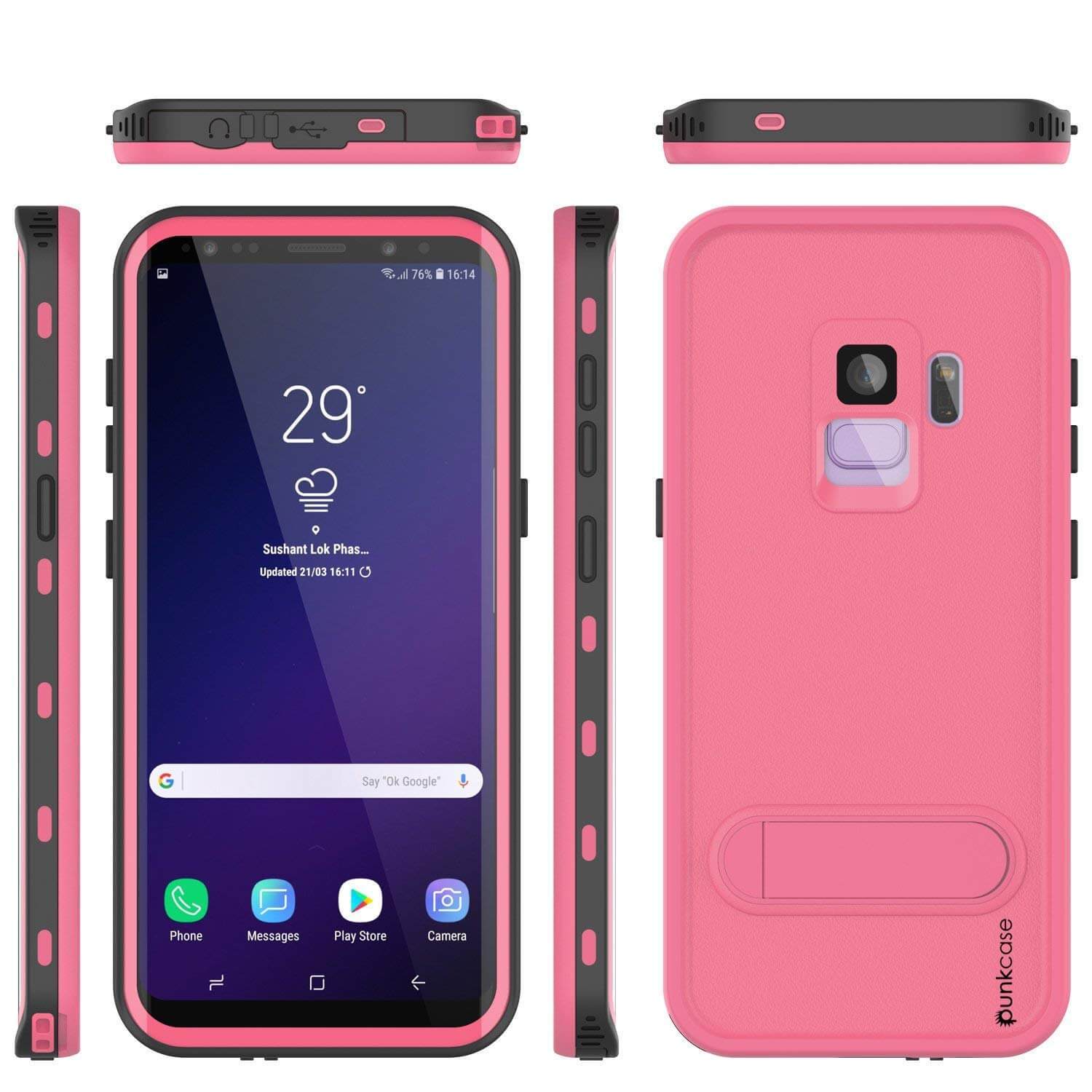 Galaxy S9 Waterproof Punkcase [KickStud Series] Armor Cover, Pink