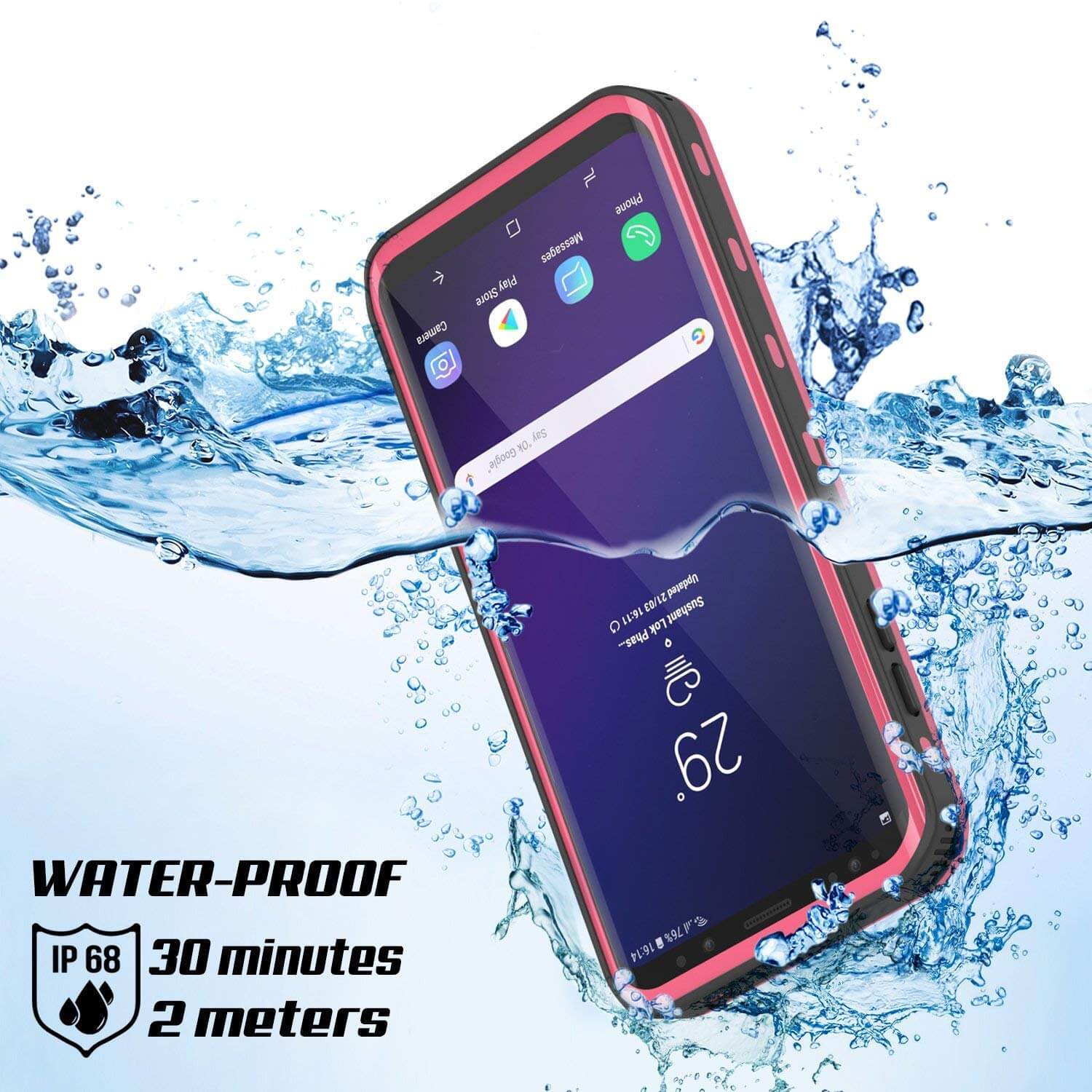 Galaxy S9 Waterproof Punkcase [KickStud Series] Armor Cover, Pink