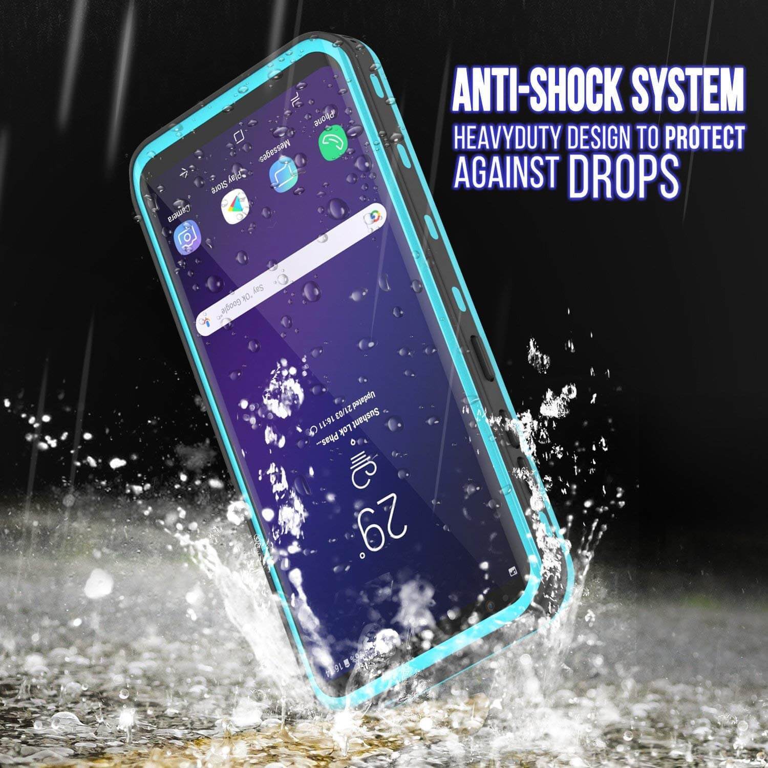 Galaxy S9 Waterproof Case, Punkcase [KickStud Series] Armor Cover,Teal